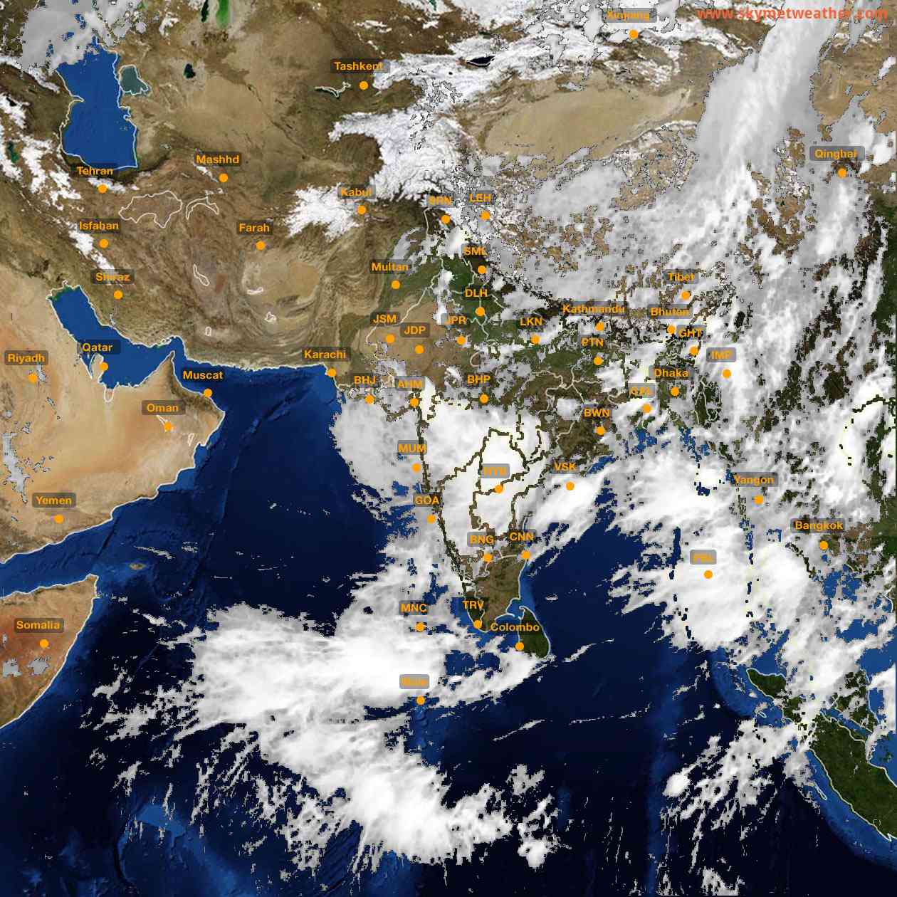 Latest INSAT Weather Satellite Image of India - Infrared Map - 12:00 IST on 30 July 2026
