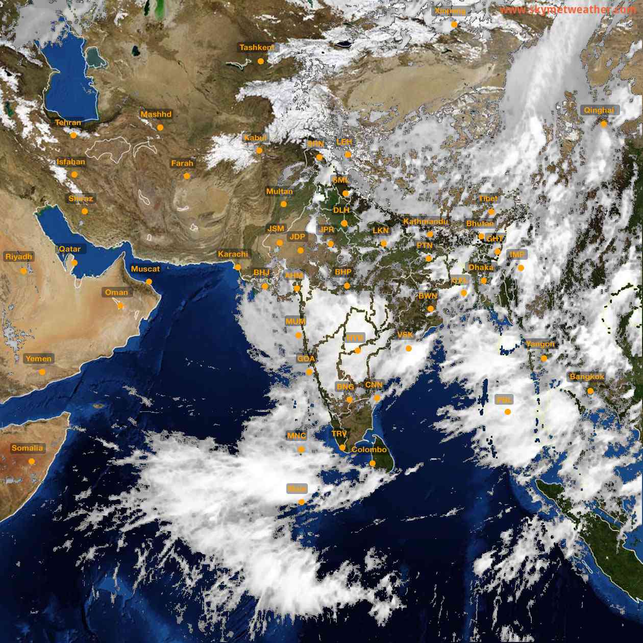 Latest INSAT Weather Satellite Image of India - Infrared Map - 13:00 IST on 30 July 2026