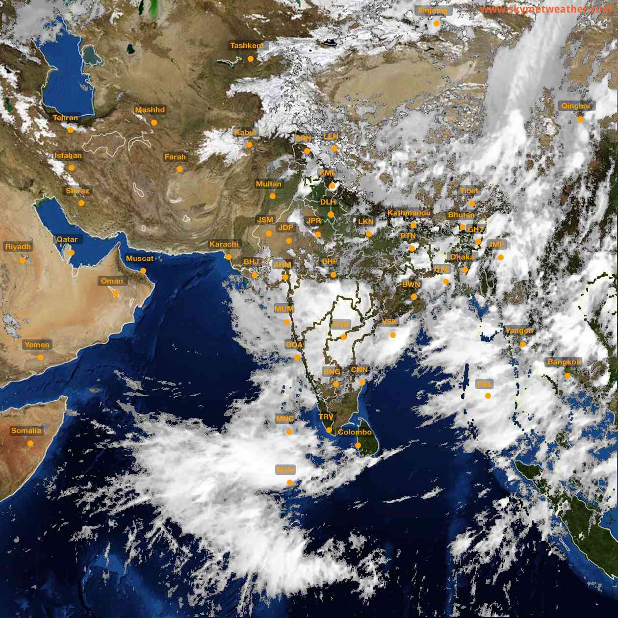 Latest INSAT Weather Satellite Image of India - Infrared Map - 14:00 IST on 30 July 2026