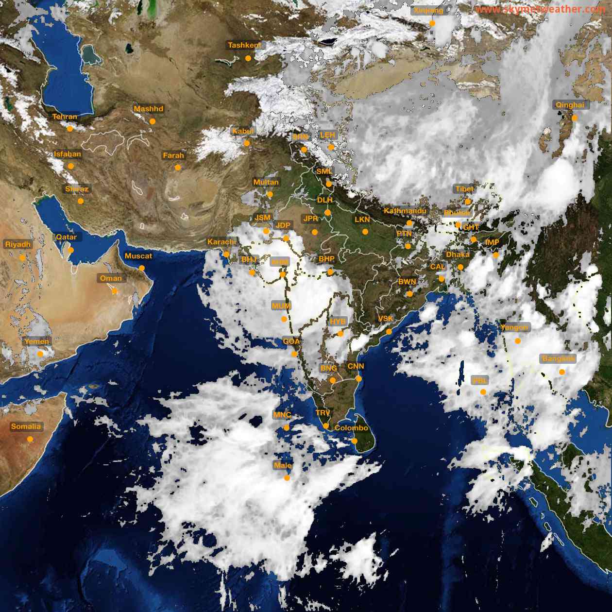 Latest INSAT Weather Satellite Image of India - Infrared Map - 01:00 IST on 31 July 2026