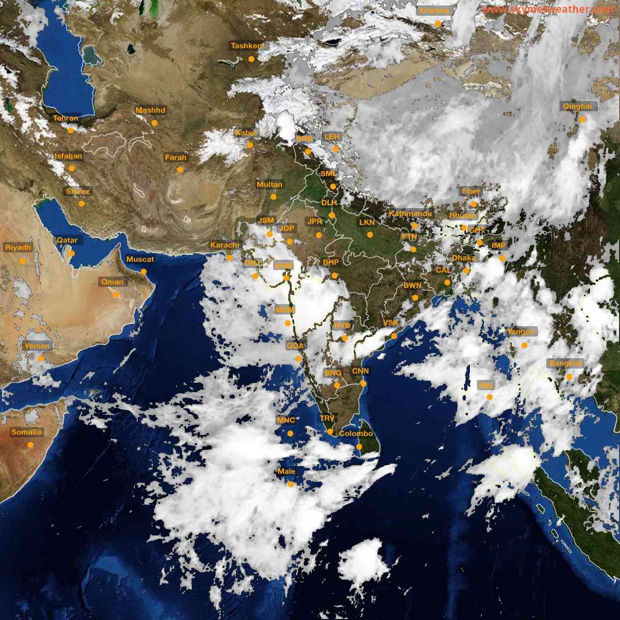 Latest INSAT Weather Satellite Image of India - Infrared Map - 04:00 IST on 31 July 2026