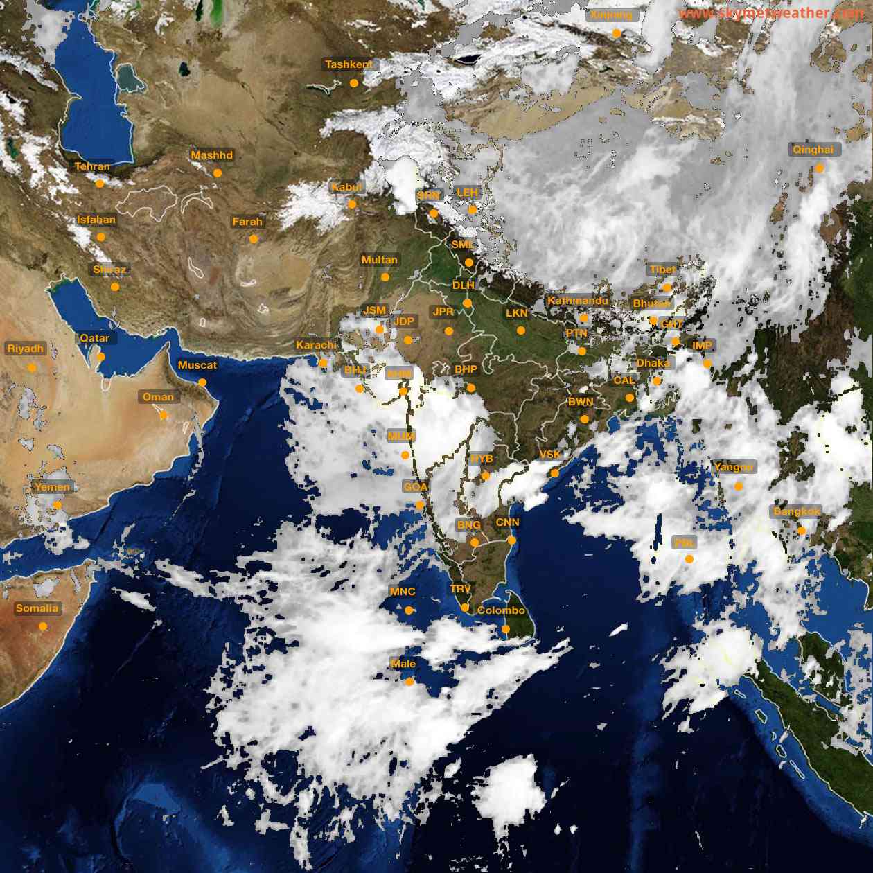 Latest INSAT Weather Satellite Image of India - Infrared Map - 05:00 IST on 31 July 2026