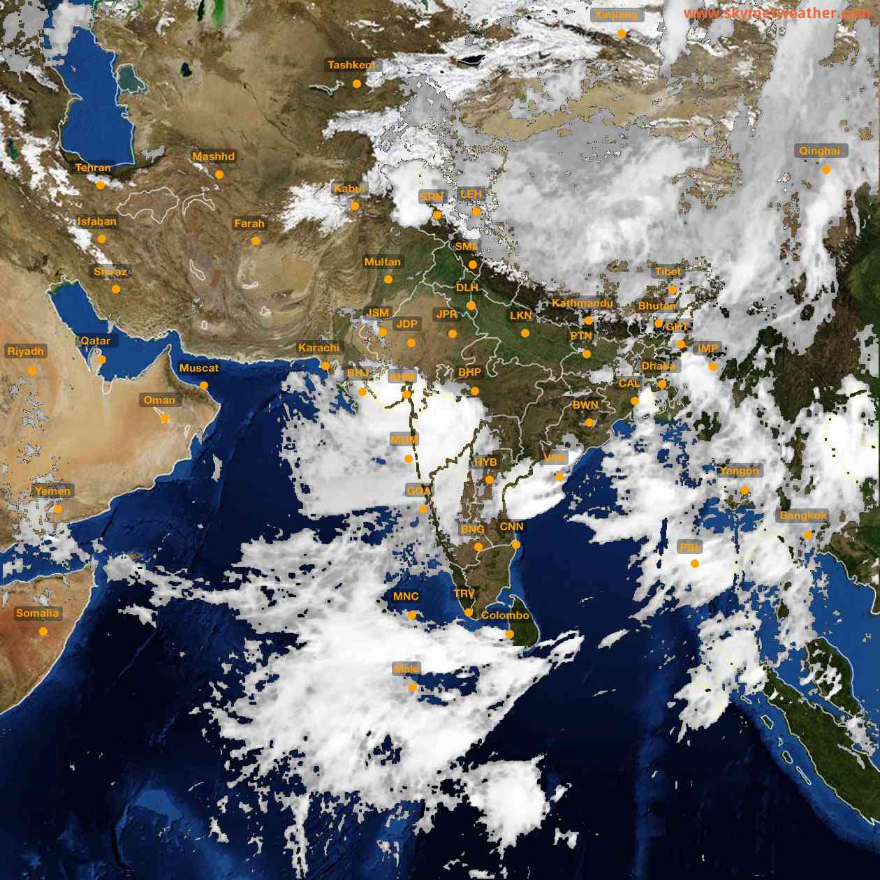 Latest INSAT Weather Satellite Image of India - Infrared Map - 07:00 IST on 31 July 2026