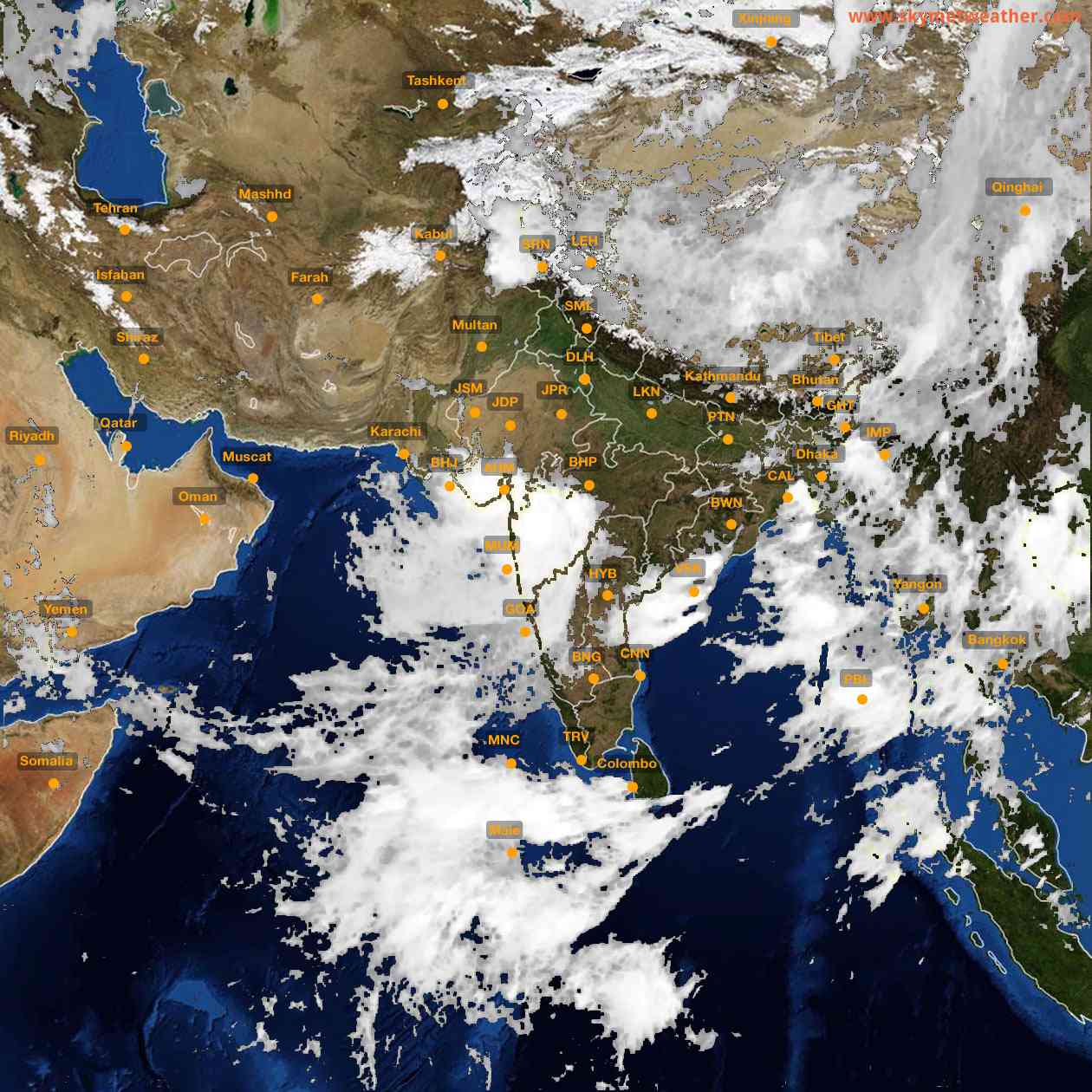 Latest INSAT Weather Satellite Image of India - Infrared Map - 08:00 IST on 31 July 2026