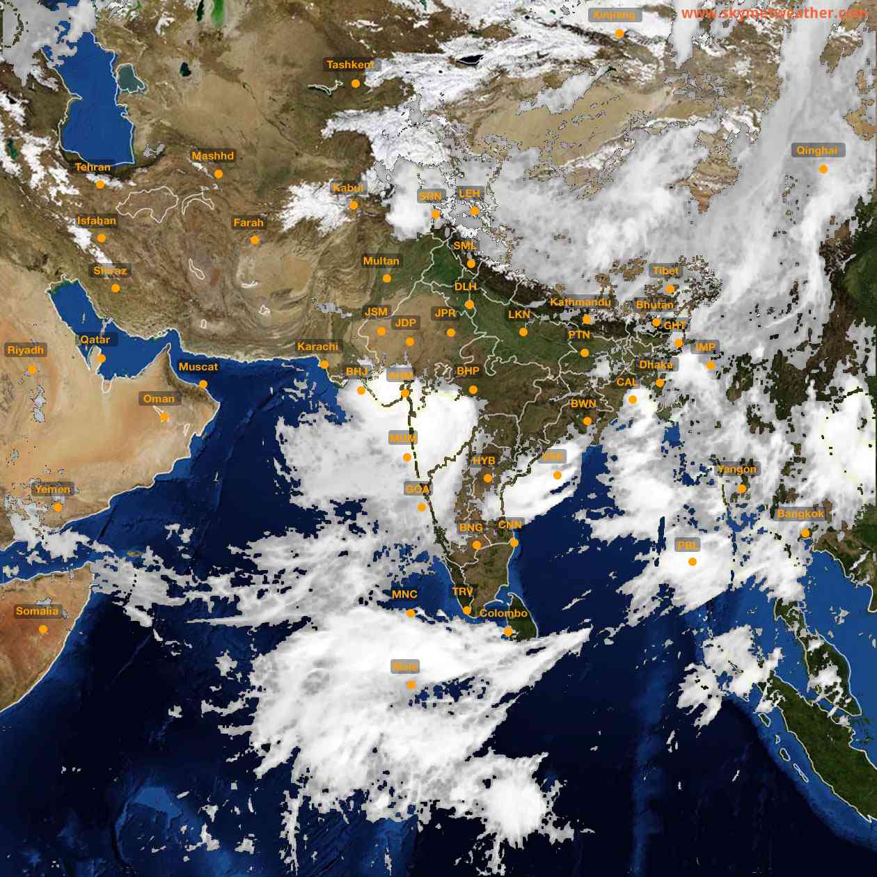Latest INSAT Weather Satellite Image of India - Infrared Map - 09:00 IST on 31 July 2026
