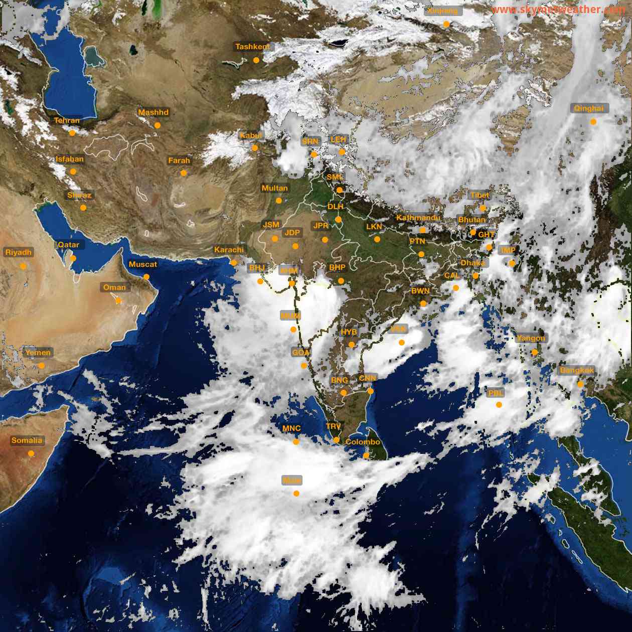 Latest INSAT Weather Satellite Image of India - Infrared Map - 11:00 IST on 31 July 2026