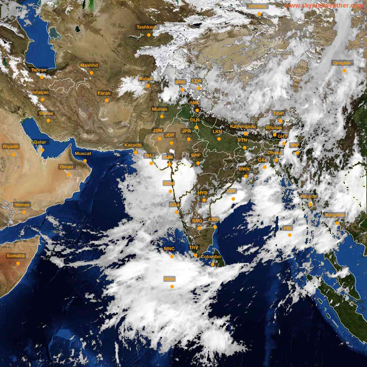 Latest INSAT Weather Satellite Image of India - Infrared Map - 12:00 IST on 31 July 2026