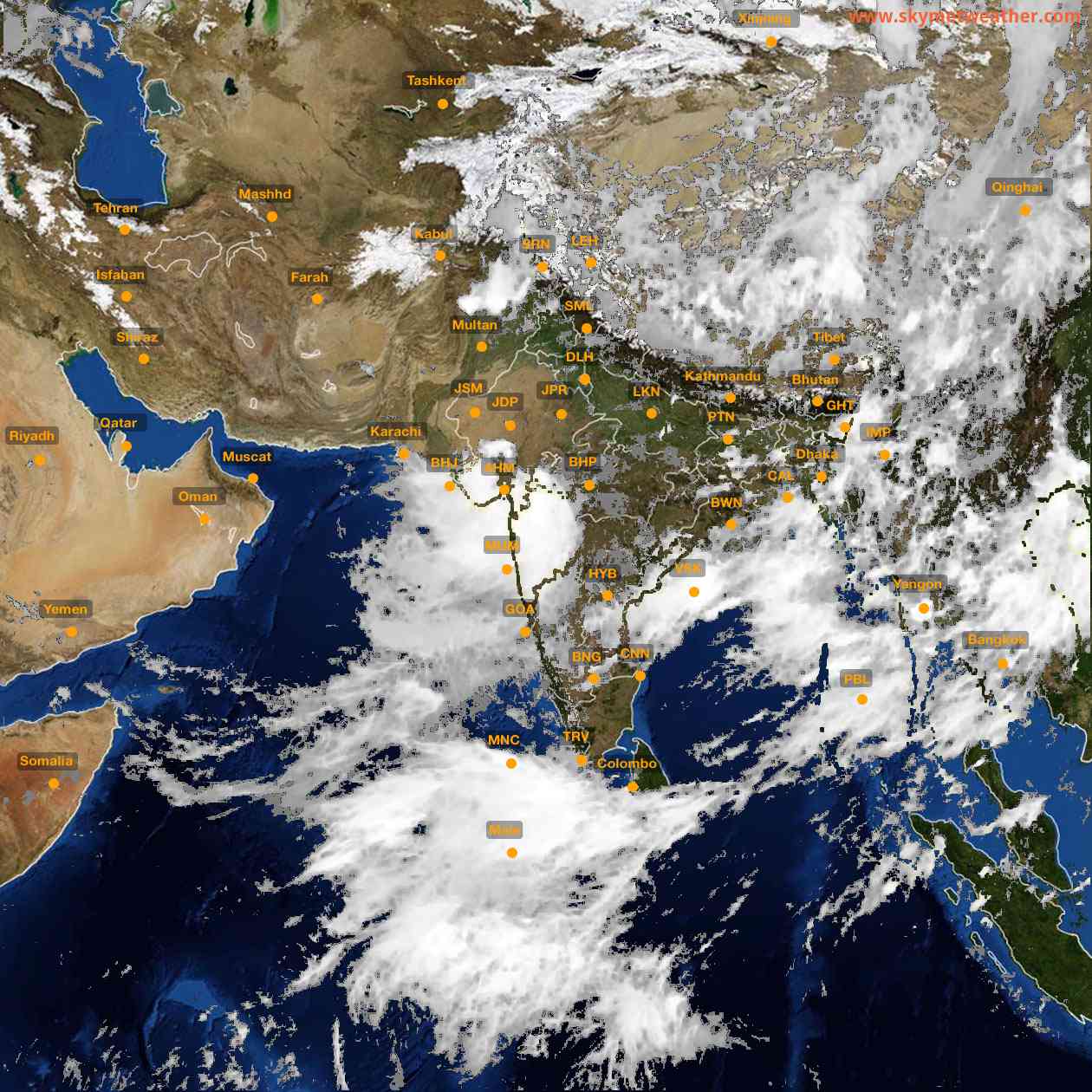 Latest INSAT Weather Satellite Image of India - Infrared Map - 14:00 IST on 31 July 2026
