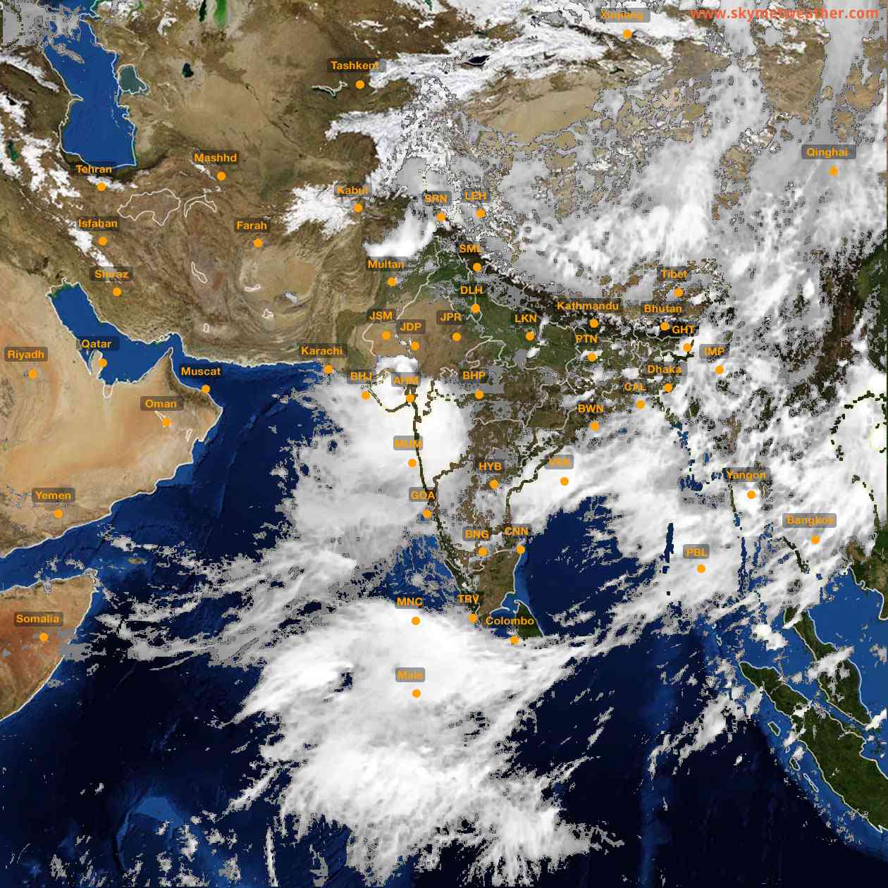 Latest INSAT Weather Satellite Image of India - Infrared Map - 15:00 IST on 31 July 2026
