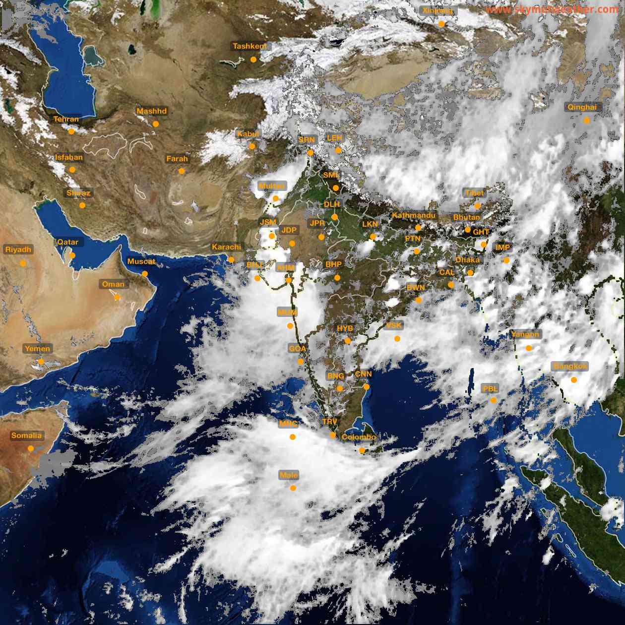 Latest INSAT Weather Satellite Image of India - Infrared Map - 18:00 IST on 31 July 2026