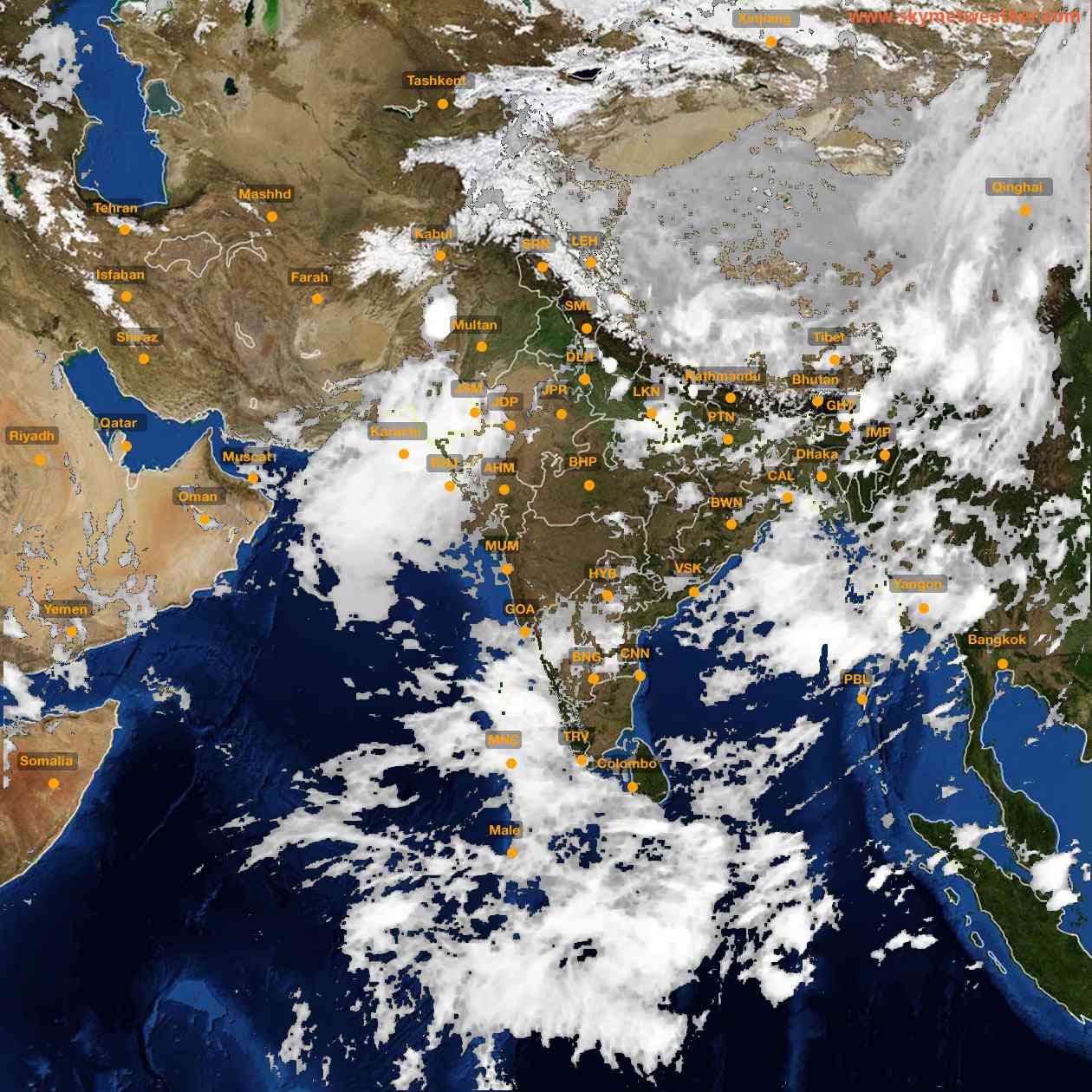 Latest INSAT Weather Satellite Image of India - Infrared Map - 01:00 IST on 2 August 2026