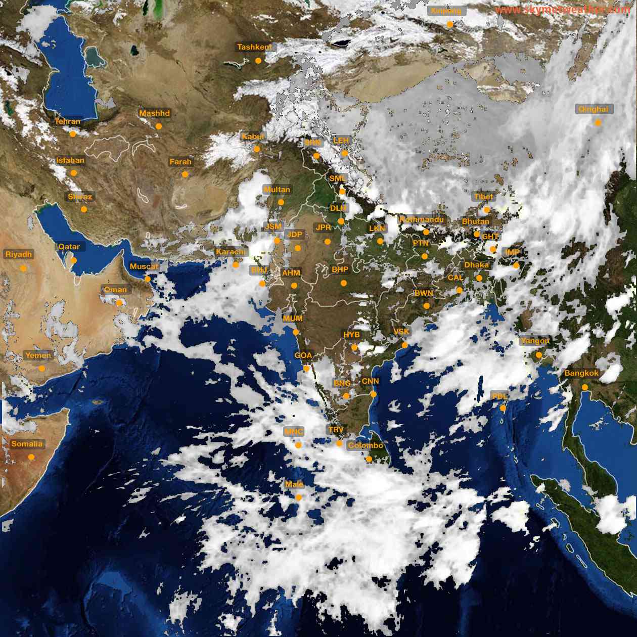 Latest INSAT Weather Satellite Image of India - Infrared Map - 04:00 IST on 2 August 2026