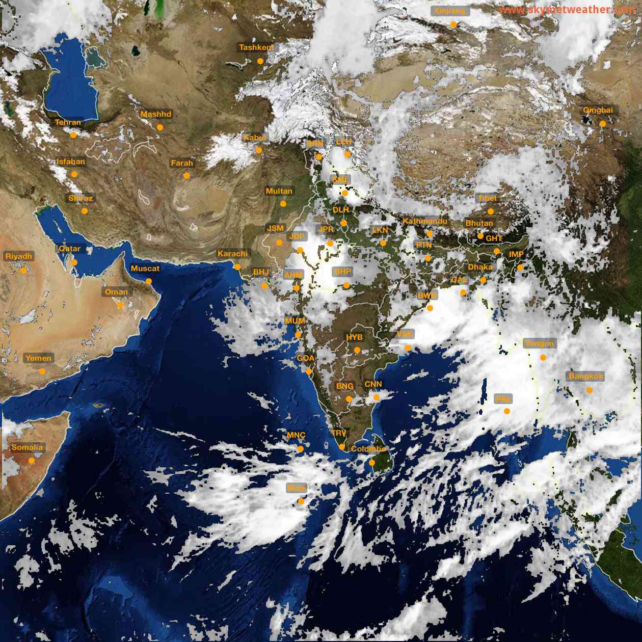 Latest INSAT Weather Satellite Image of India - Infrared Map - 11:00 IST on 10 August 2026