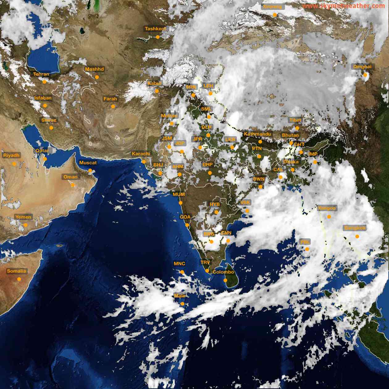 Latest INSAT Weather Satellite Image of India - Infrared Map - 01:00 IST on 11 August 2026