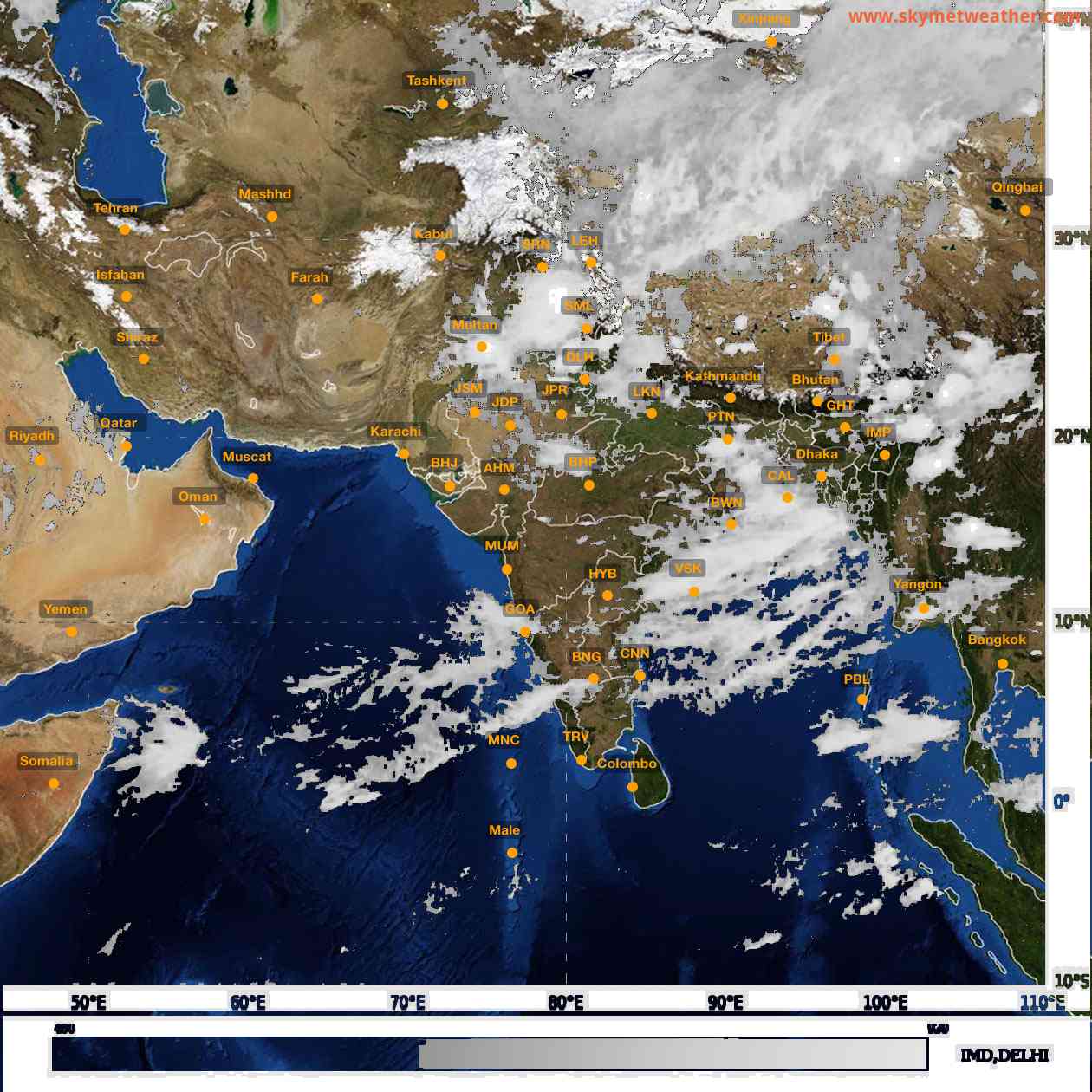 Latest INSAT Weather Satellite Image of India - Infrared Map - 03:00 IST on 27 August 2026