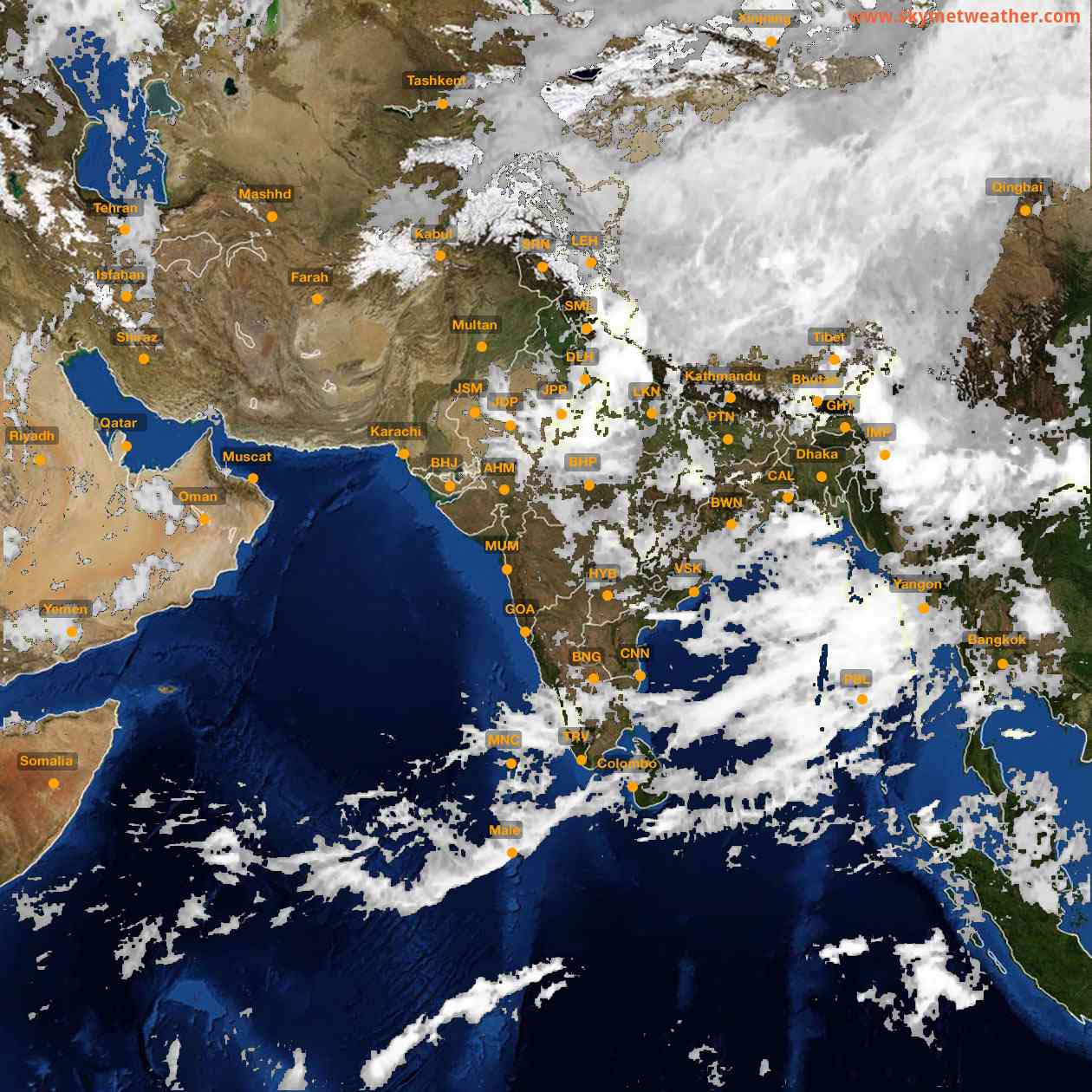 Latest INSAT Weather Satellite Image of India - Infrared Map - 05:00 IST on 27 August 2026