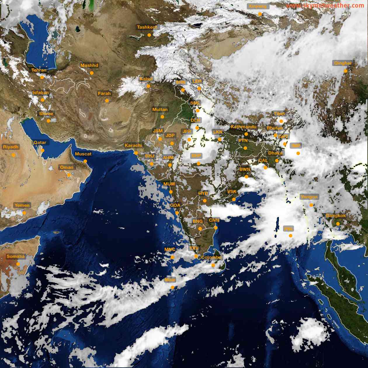 Latest INSAT Weather Satellite Image of India - Infrared Map - 11:00 IST on 27 August 2026