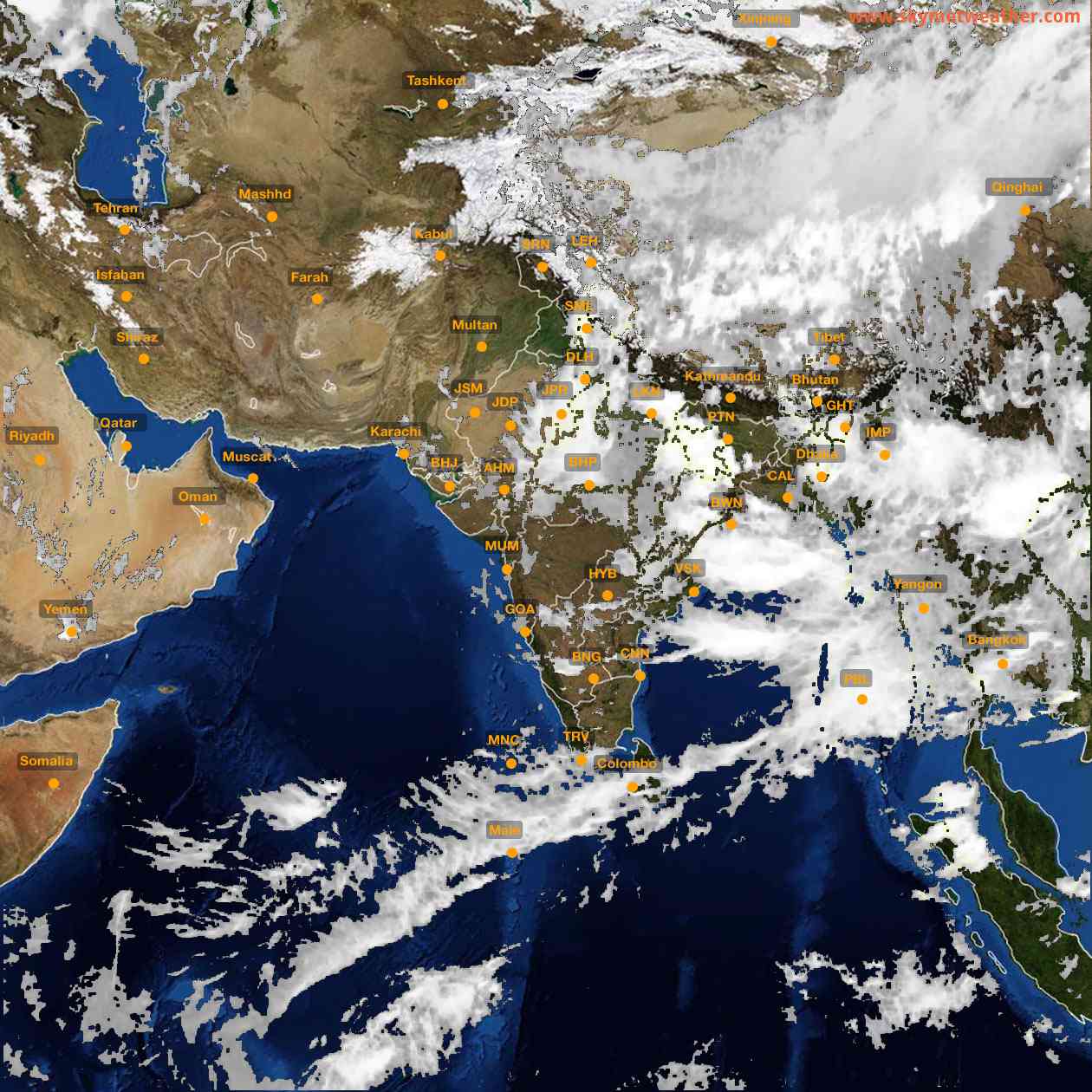Latest INSAT Weather Satellite Image of India - Infrared Map - 17:00 IST on 27 August 2026