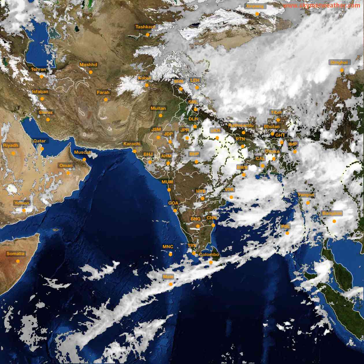 Latest INSAT Weather Satellite Image of India - Infrared Map - 21:00 IST on 27 August 2026