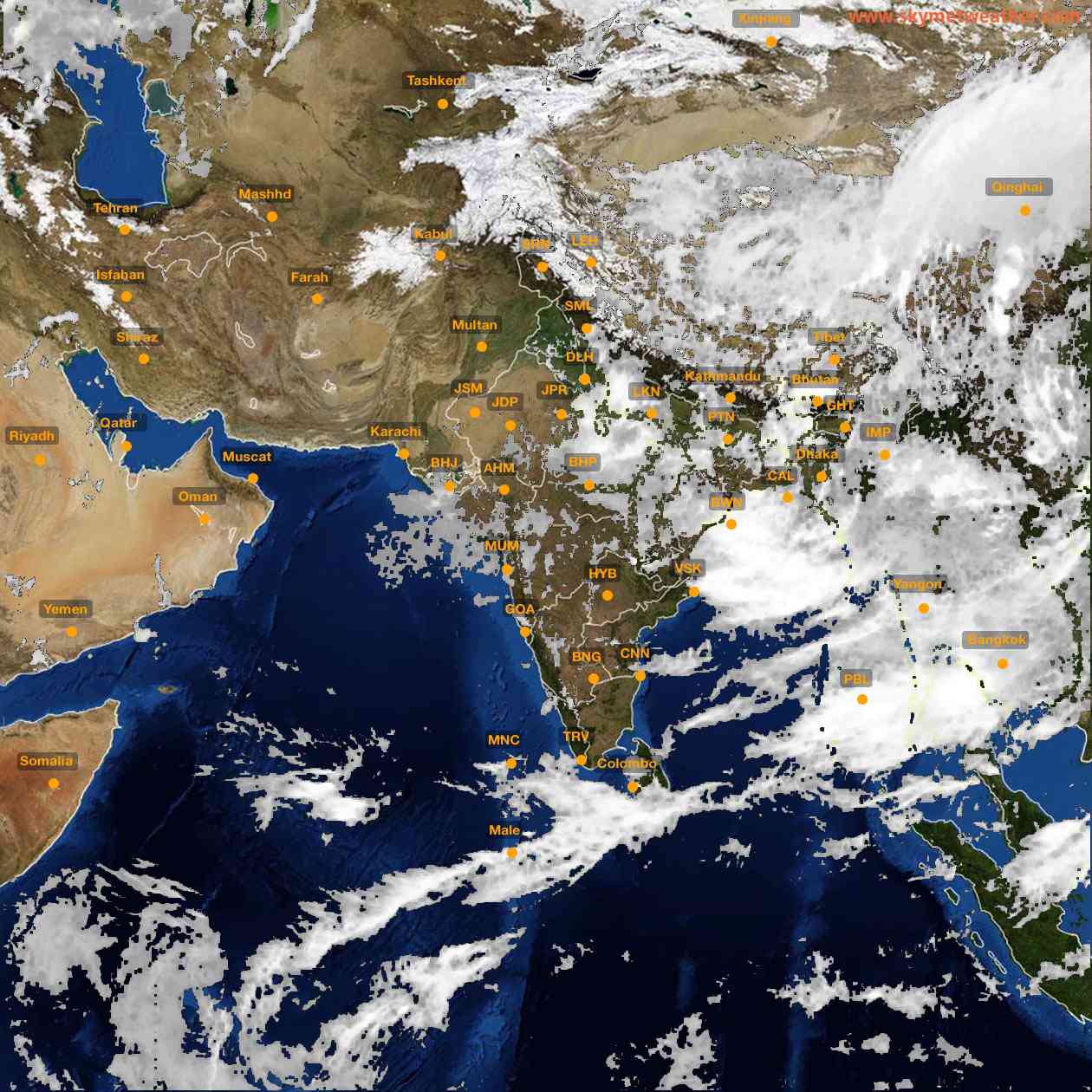 Latest INSAT Weather Satellite Image of India - Infrared Map - 12:00 IST on 28 August 2026