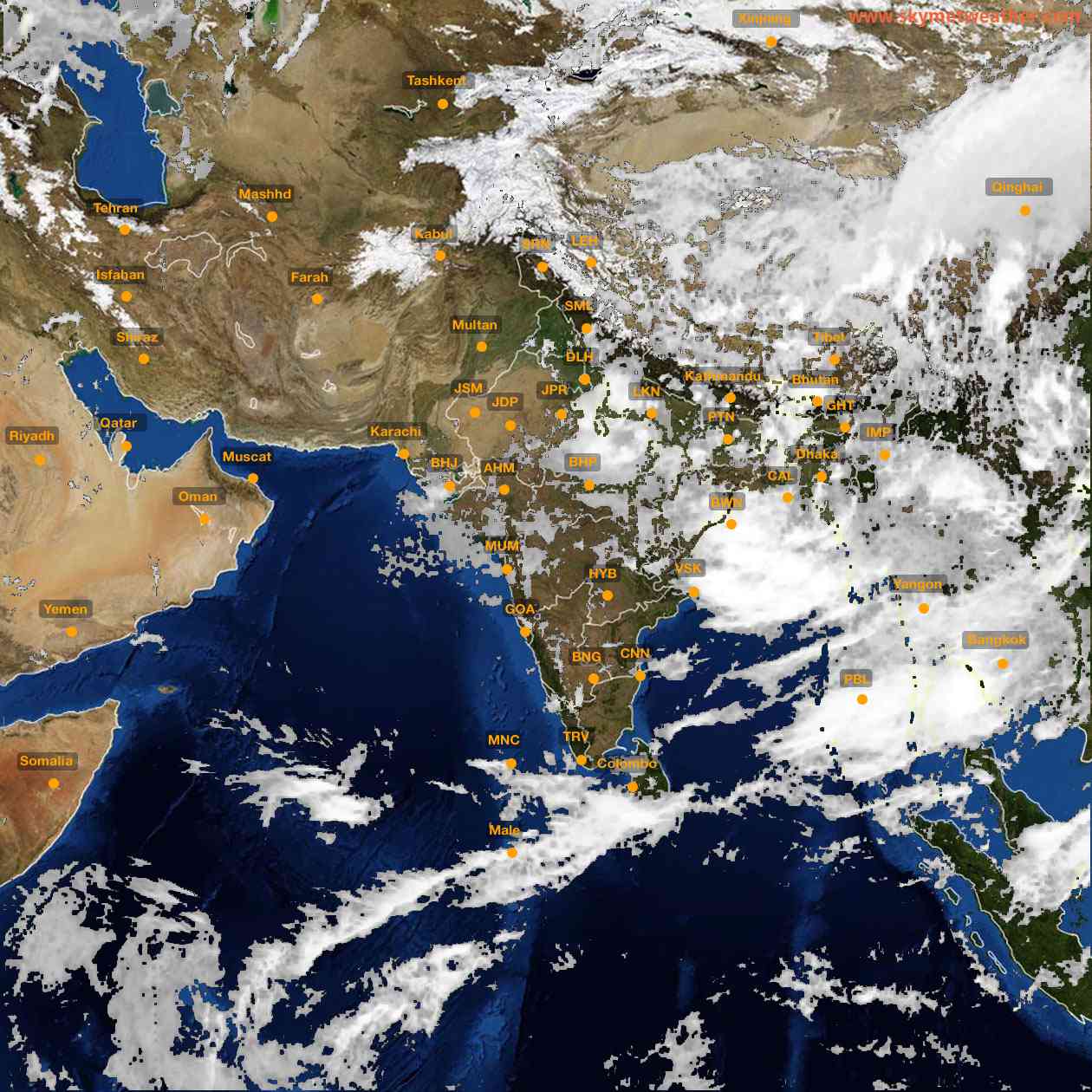 Latest INSAT Weather Satellite Image of India - Infrared Map - 13:00 IST on 28 August 2026