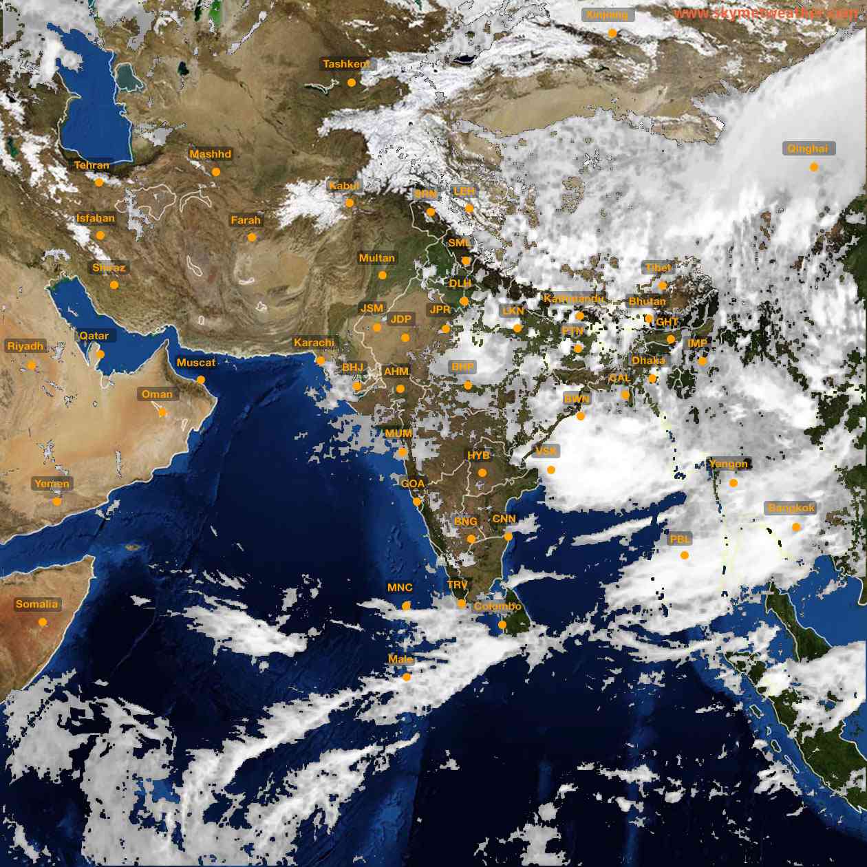 Latest INSAT Weather Satellite Image of India - Infrared Map - 15:00 IST on 28 August 2026