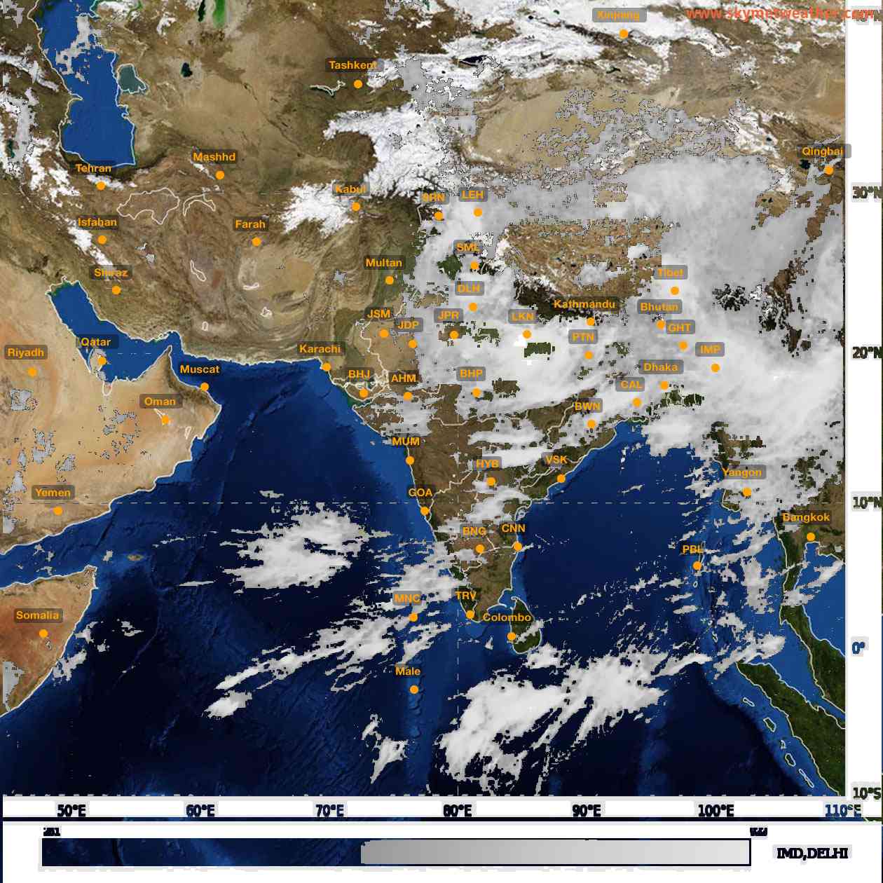 Latest INSAT Weather Satellite Image of India - Infrared Map - 10:00 IST on 30 August 2026