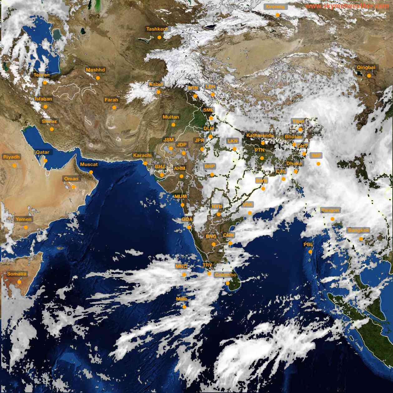 Latest INSAT Weather Satellite Image of India - Infrared Map - 12:00 IST on 30 August 2026