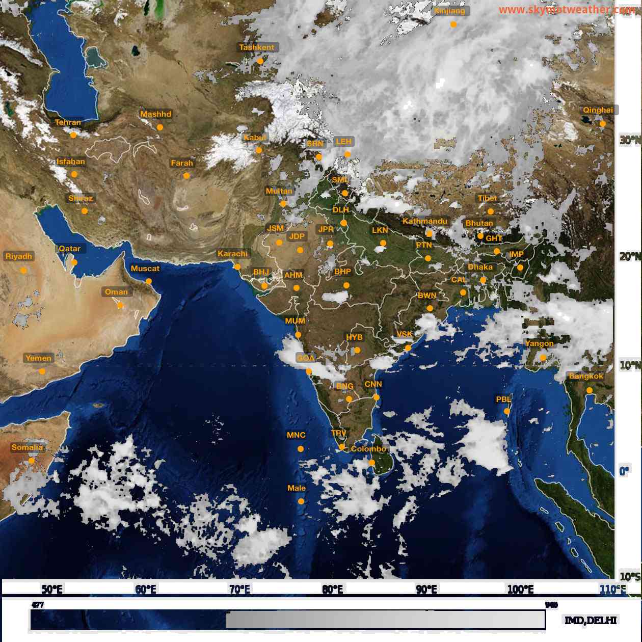 Latest INSAT Weather Satellite Image of India - Infrared Map - 01:00 IST on 6 September 2026