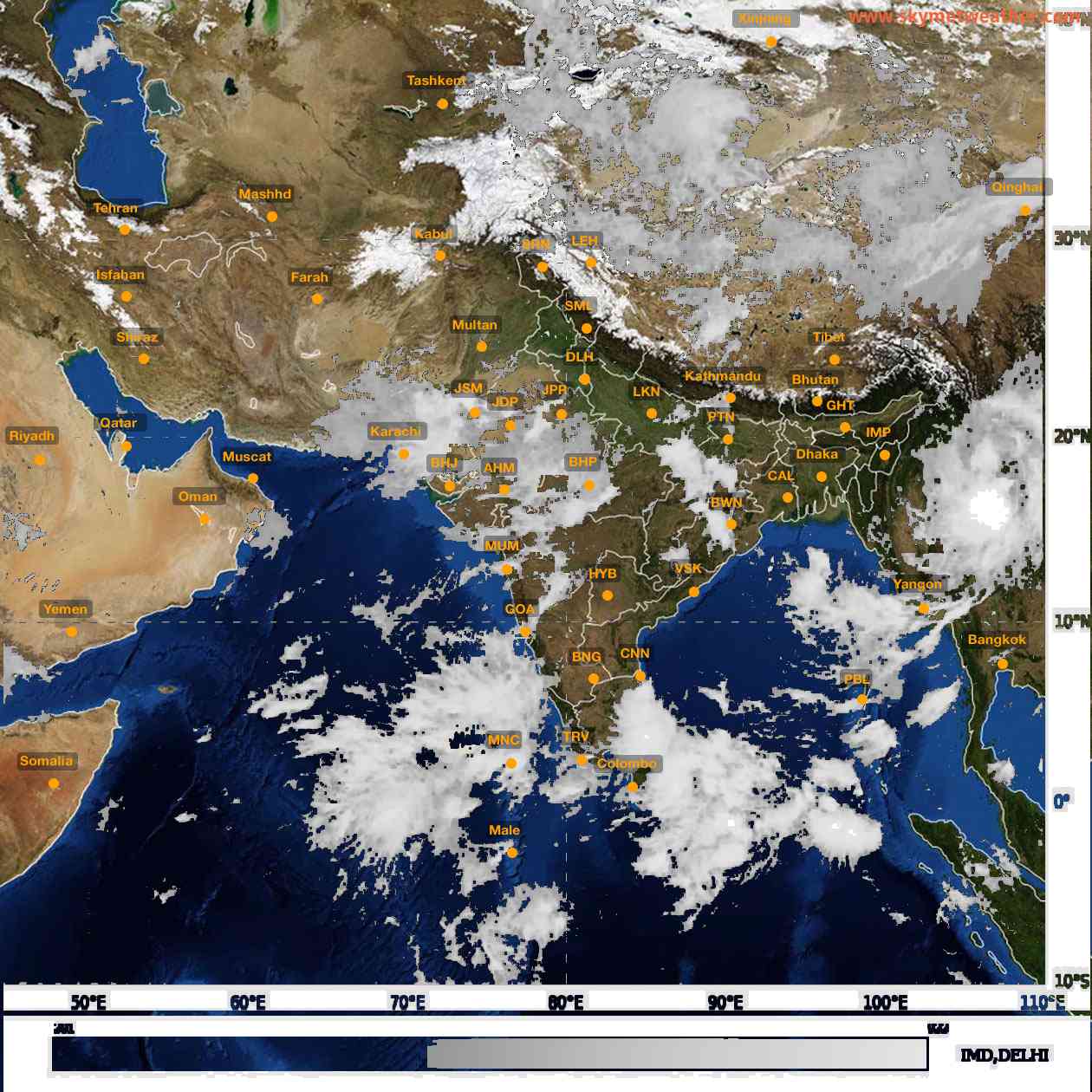 Latest INSAT Weather Satellite Image of India - Infrared Map - 10:00 IST on 13 September 2026