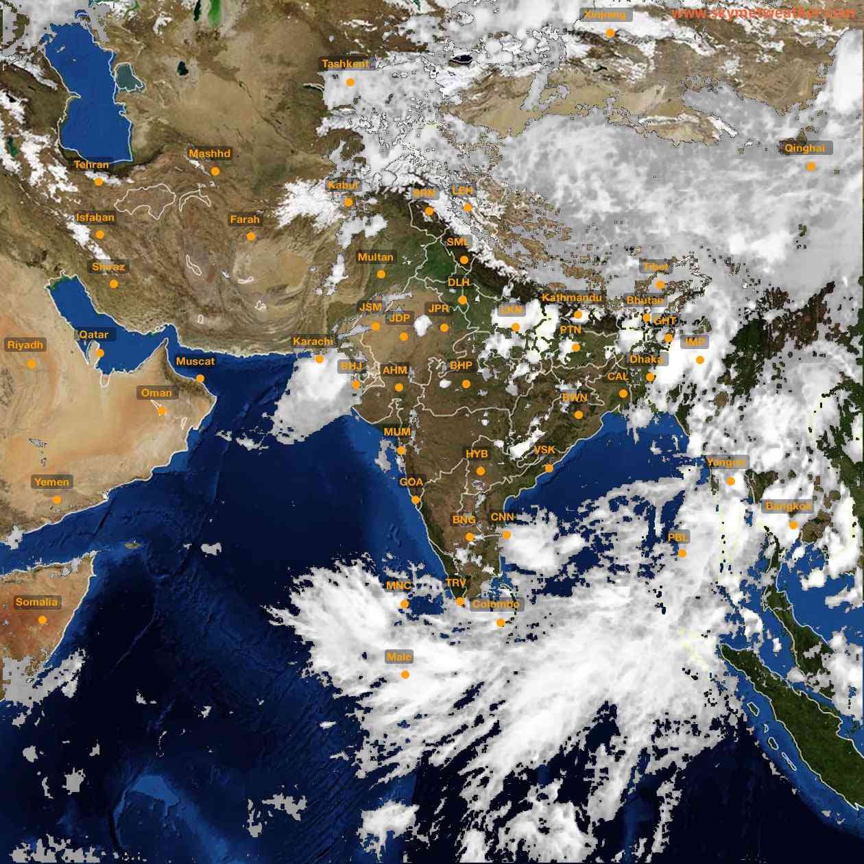 Latest INSAT Weather Satellite Image of India - Infrared Map - 16:00 IST on 16 September 2026