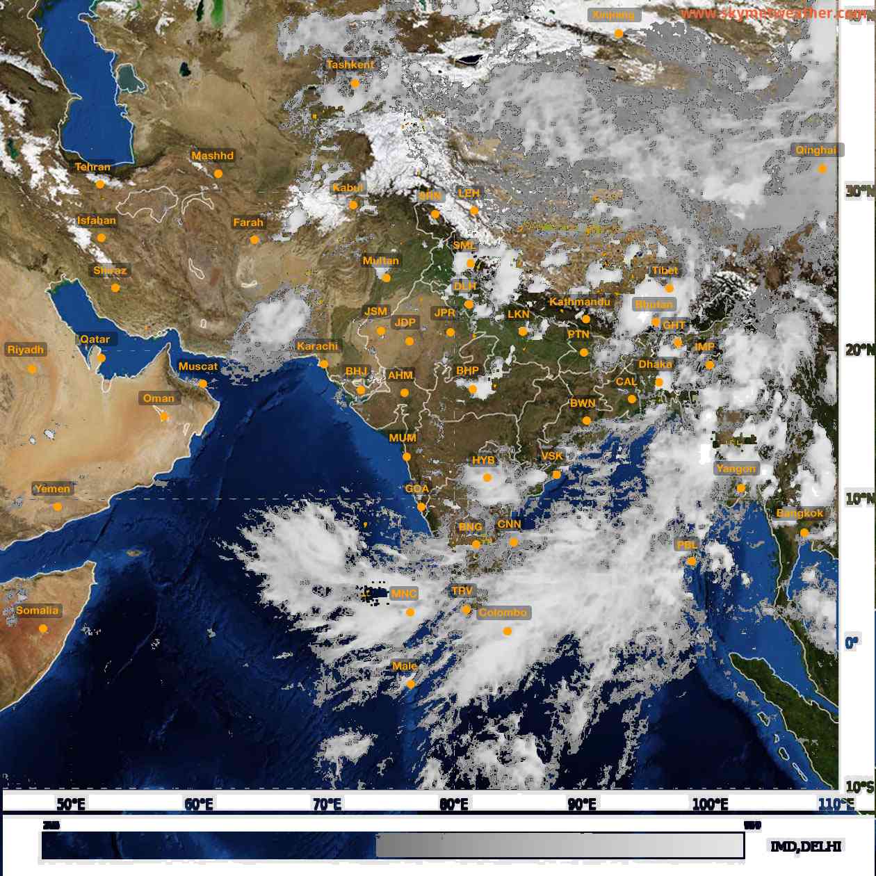 Latest INSAT Weather Satellite Image of India - Infrared Map - 17:00 IST on 16 September 2026