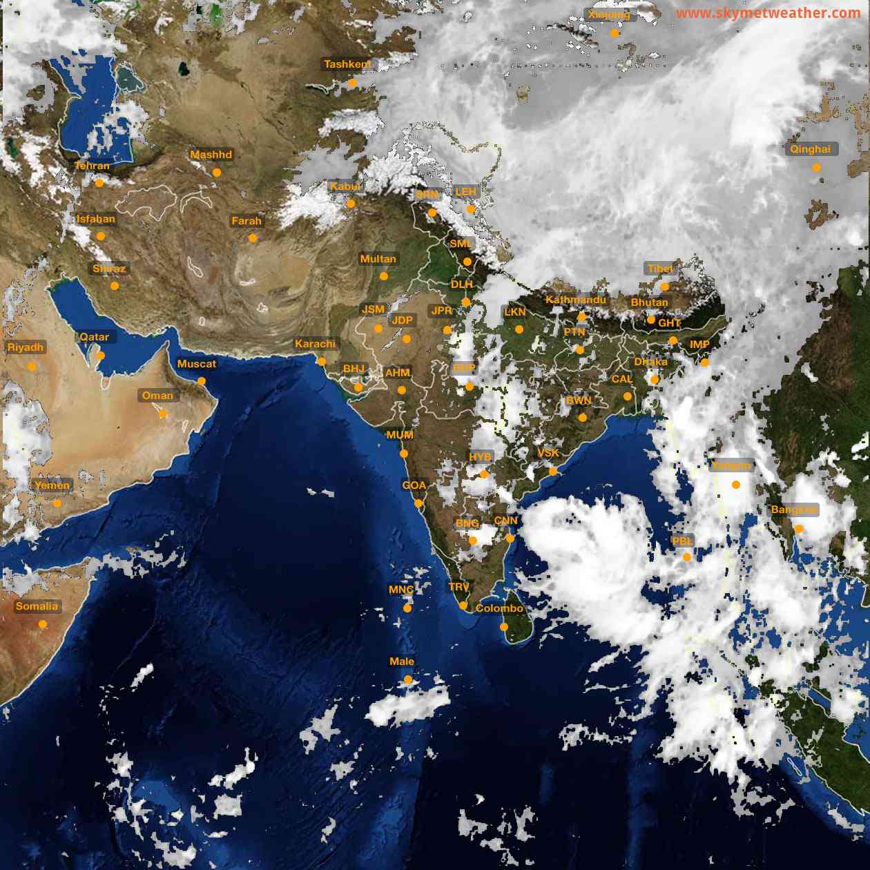 Latest INSAT Weather Satellite Image of India - Infrared Map - 02:00 IST on 19 September 2026
