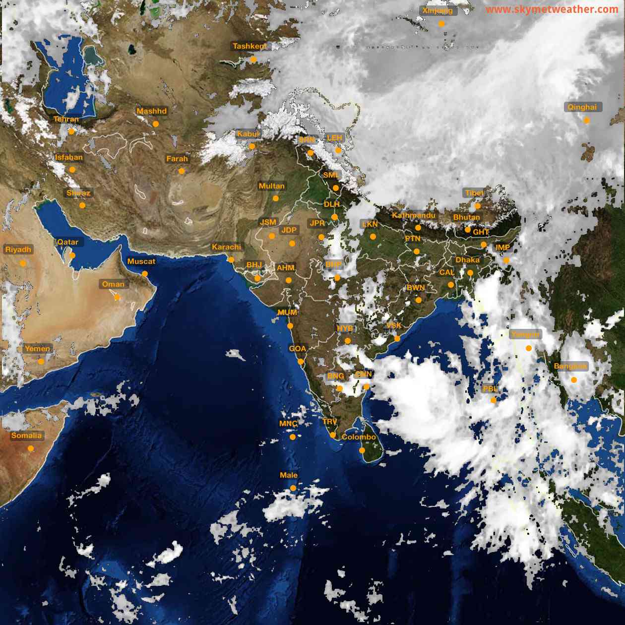 Latest INSAT Weather Satellite Image of India - Infrared Map - 04:00 IST on 19 September 2026