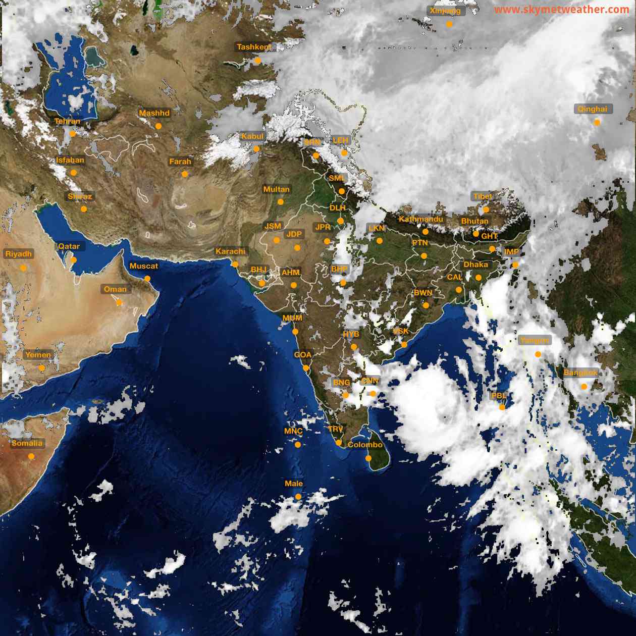 Latest INSAT Weather Satellite Image of India - Infrared Map - 05:00 IST on 19 September 2026