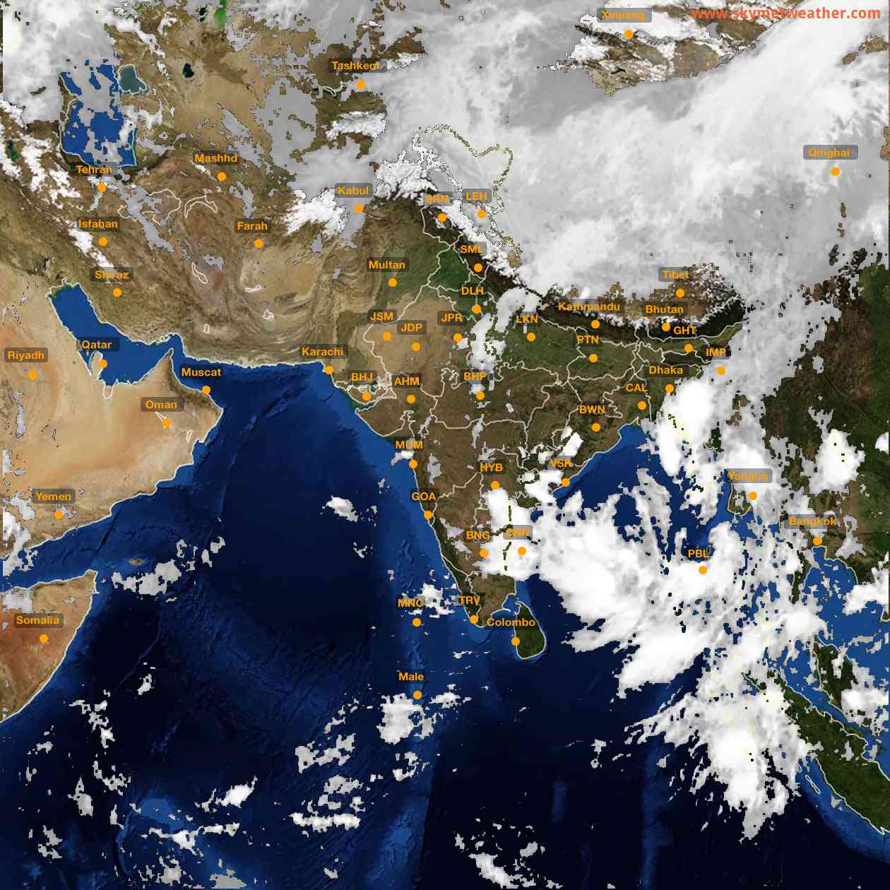 Latest INSAT Weather Satellite Image of India - Infrared Map - 07:00 IST on 19 September 2026