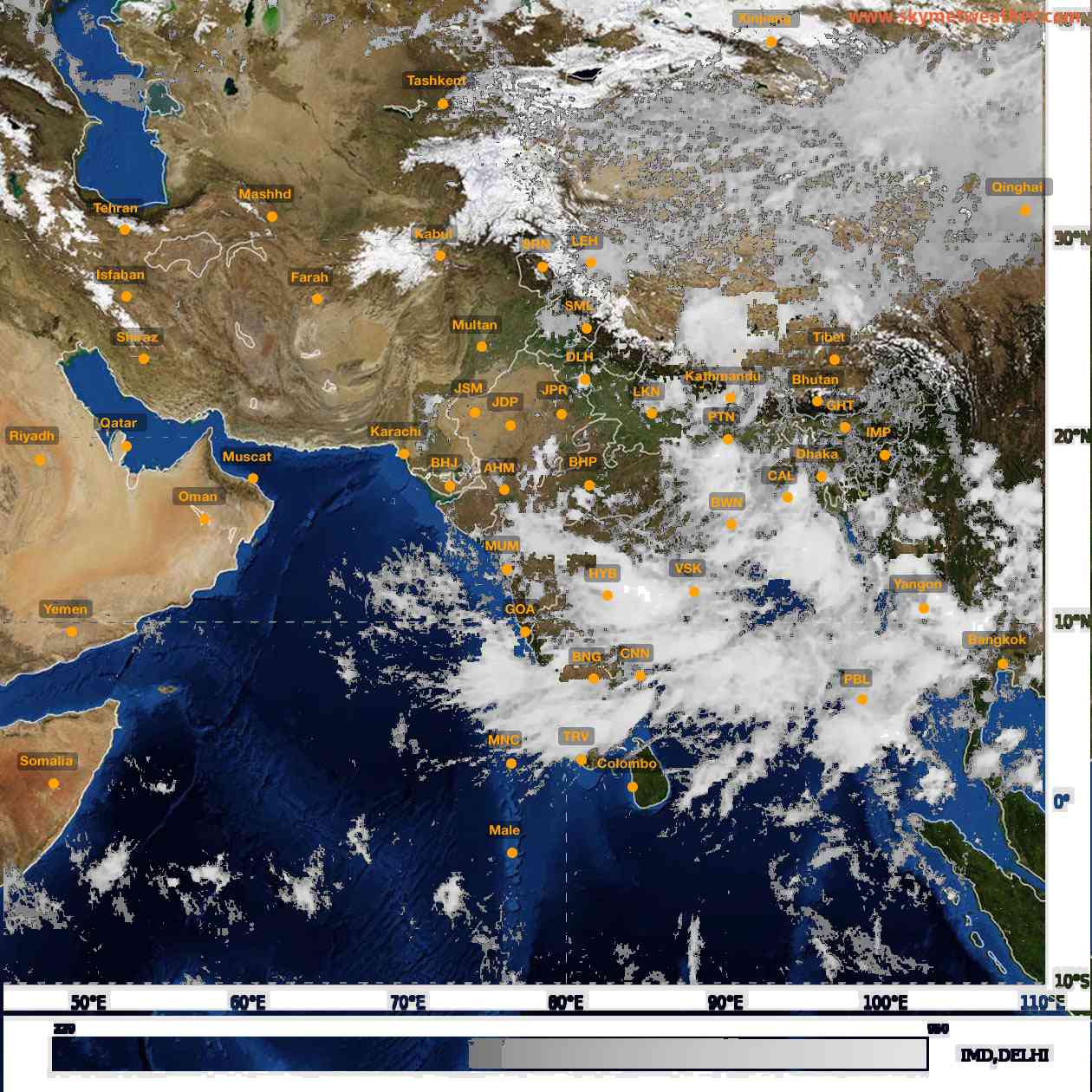 Latest INSAT Weather Satellite Image of India - Infrared Map - 14:00 IST on 20 September 2026