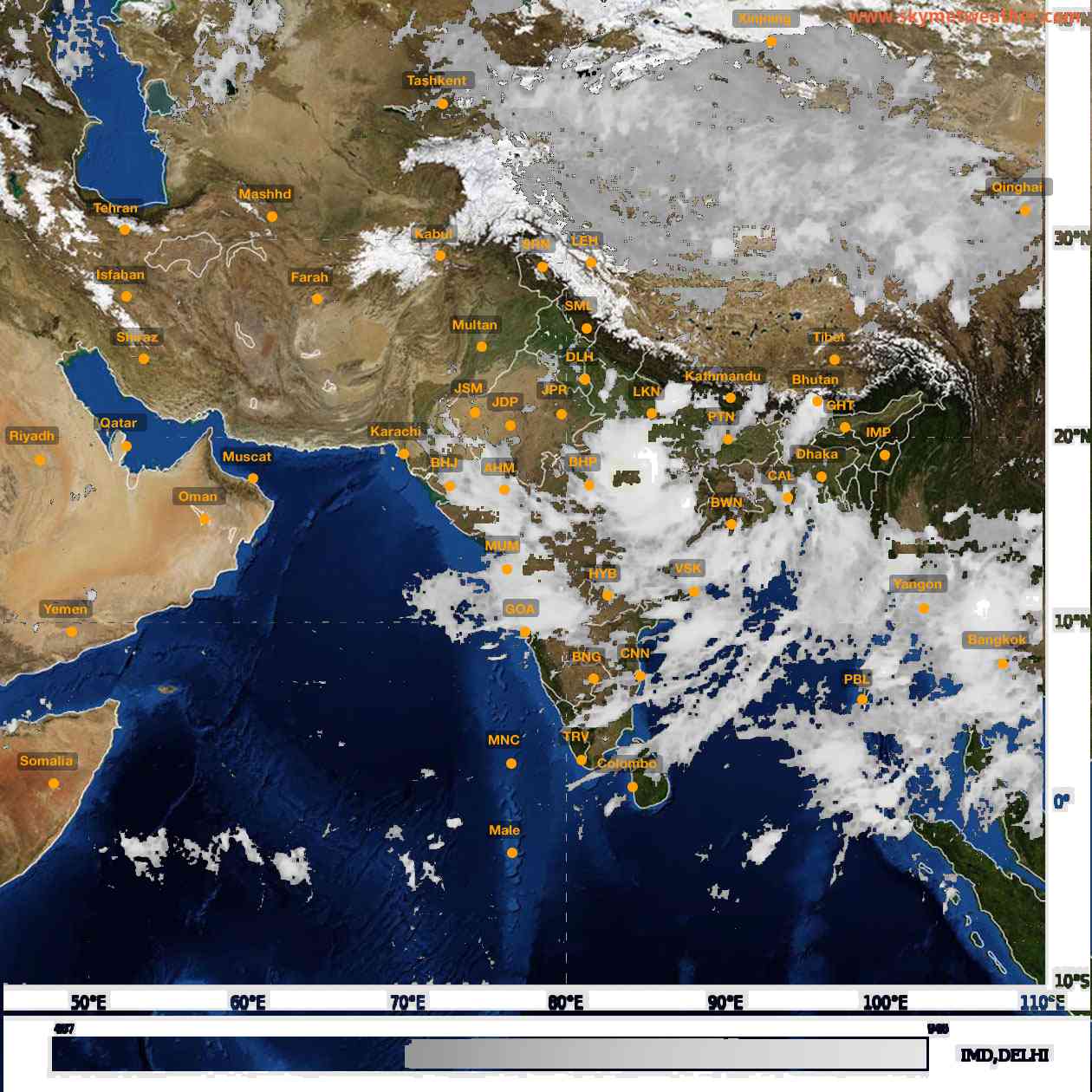 Latest INSAT Weather Satellite Image of India - Infrared Map - 22:00 IST on 21 September 2026