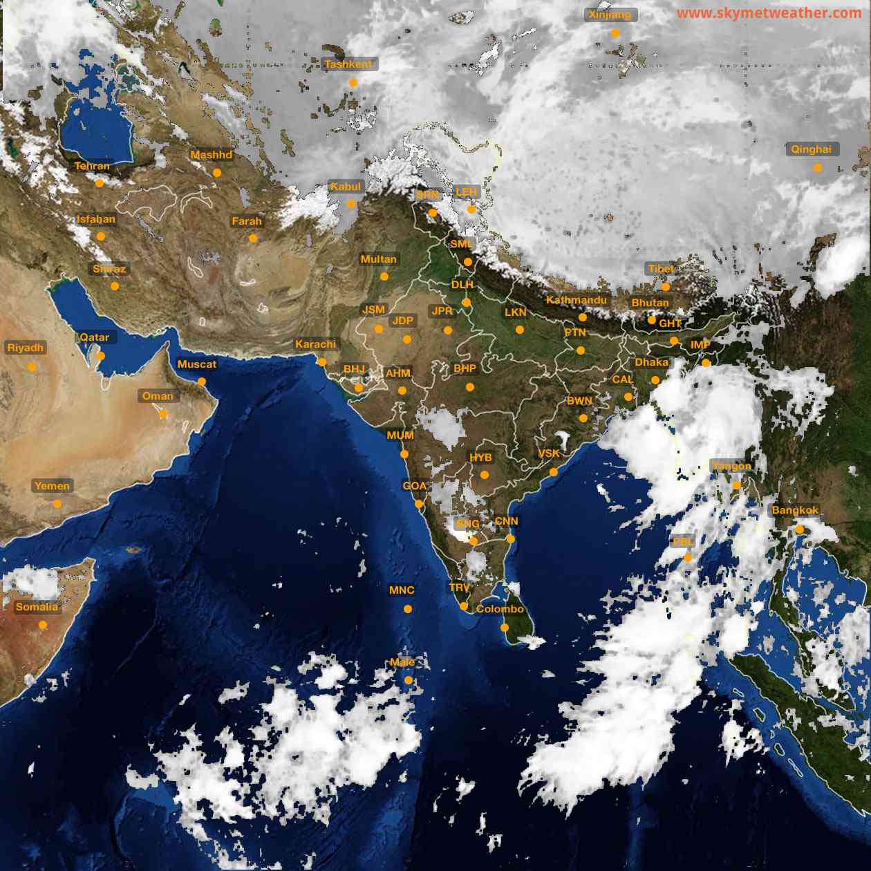 Latest INSAT Weather Satellite Image of India - Infrared Map - 05:00 IST on 29 September 2026