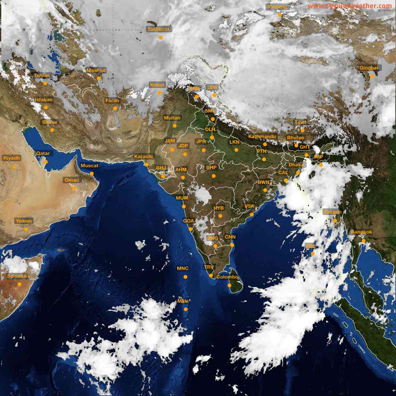 Latest INSAT Weather Satellite Image of India - Infrared Map - 08:00 IST on 29 September 2026