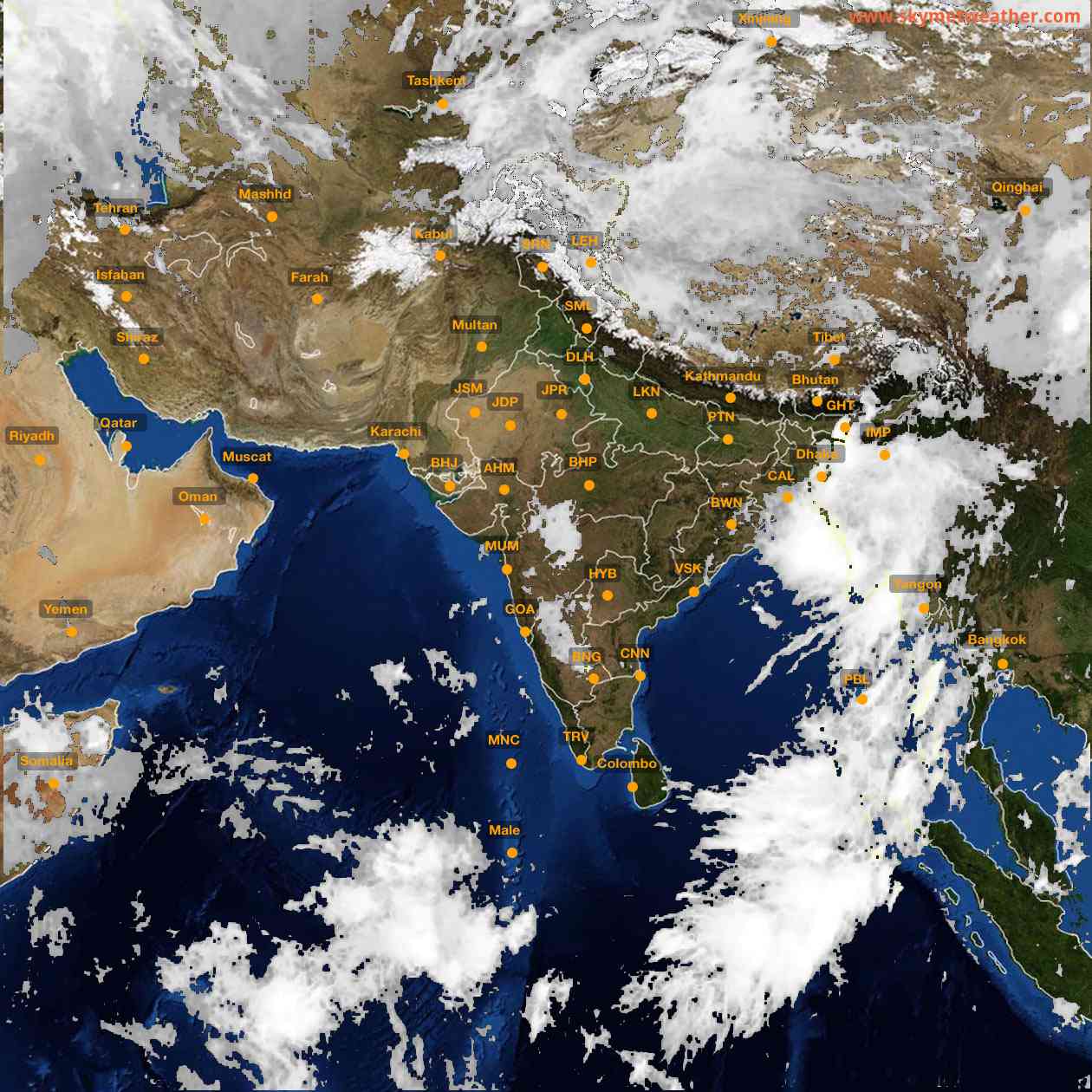 Latest INSAT Weather Satellite Image of India - Infrared Map - 10:00 IST on 29 September 2026