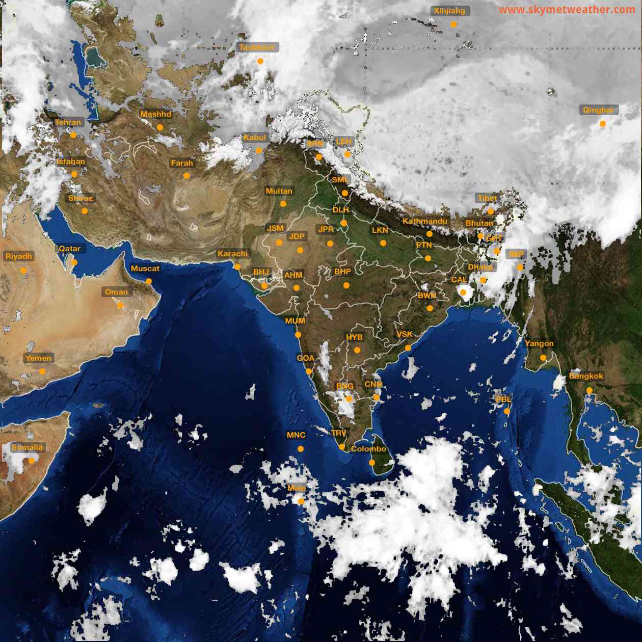 Latest INSAT Weather Satellite Image of India - Infrared Map - 06:00 IST on 1 October 2026