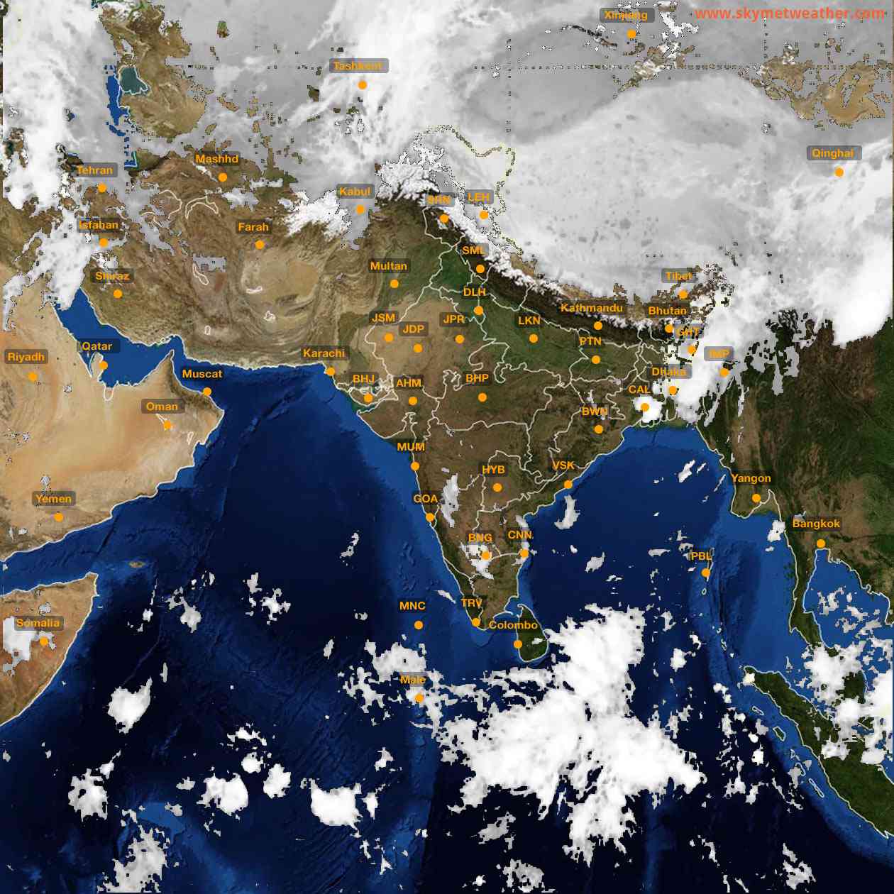 Latest INSAT Weather Satellite Image of India - Infrared Map - 07:00 IST on 1 October 2026