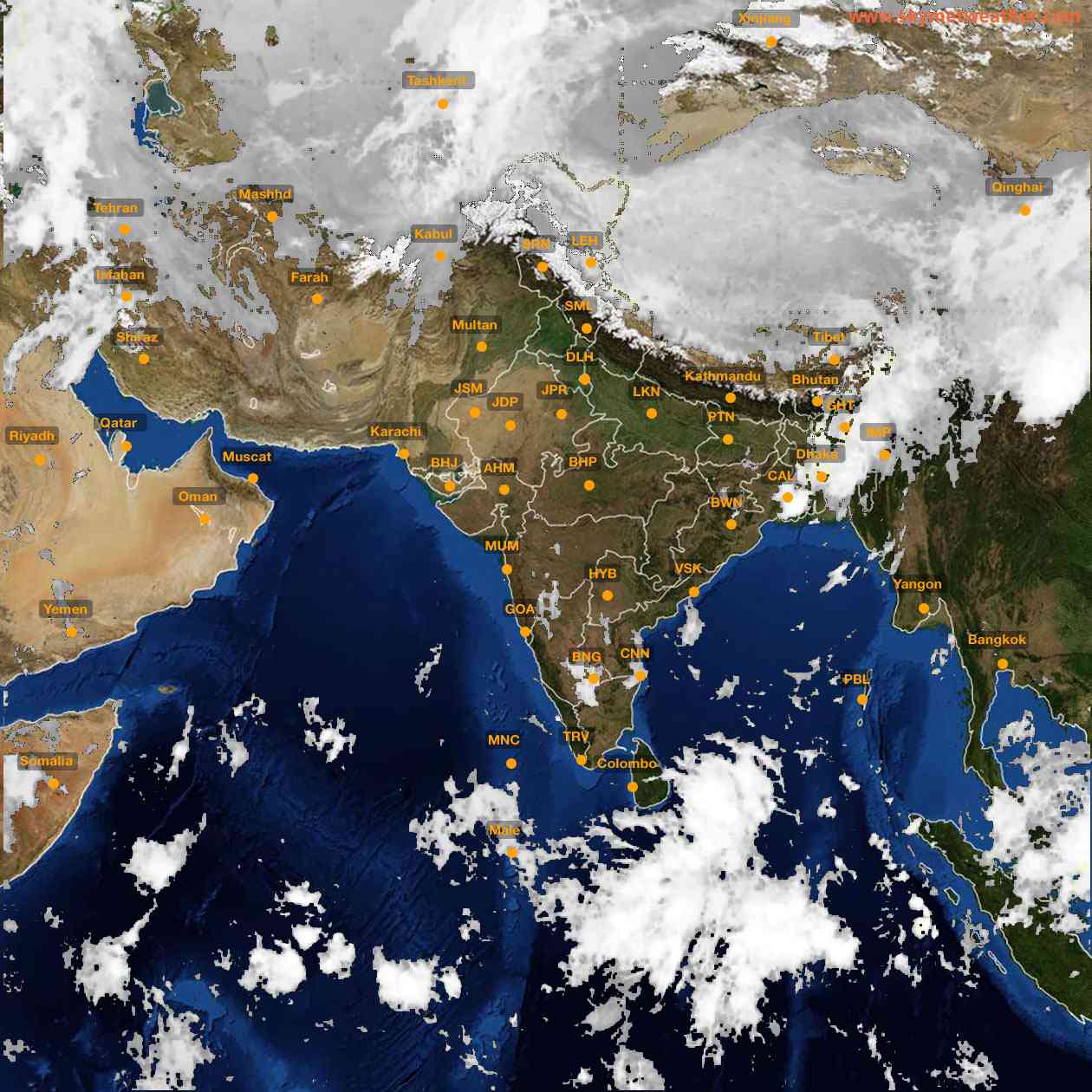 Latest INSAT Weather Satellite Image of India - Infrared Map - 08:00 IST on 1 October 2026