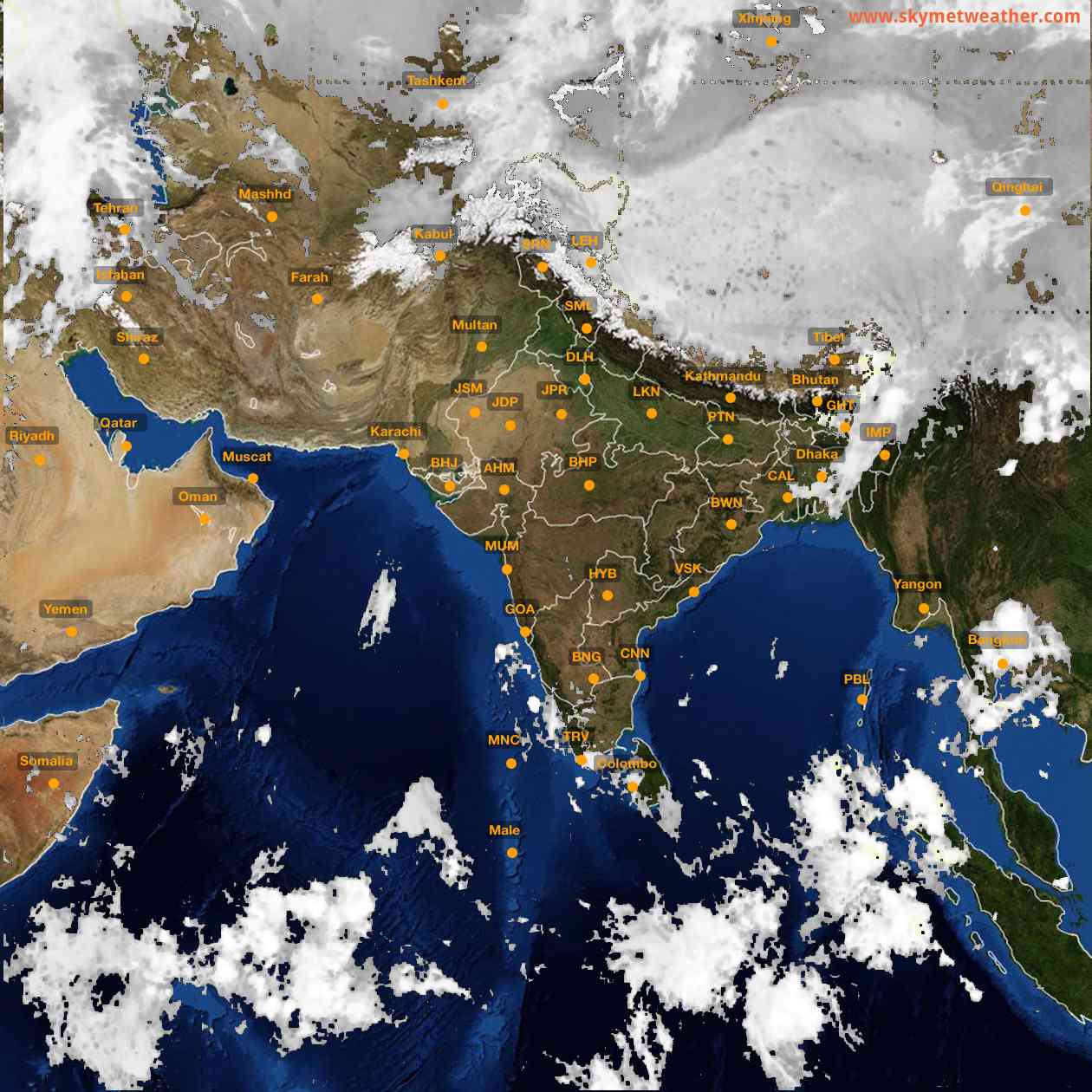 Latest INSAT Weather Satellite Image of India - Infrared Map - 06:00 IST on 2 October 2026