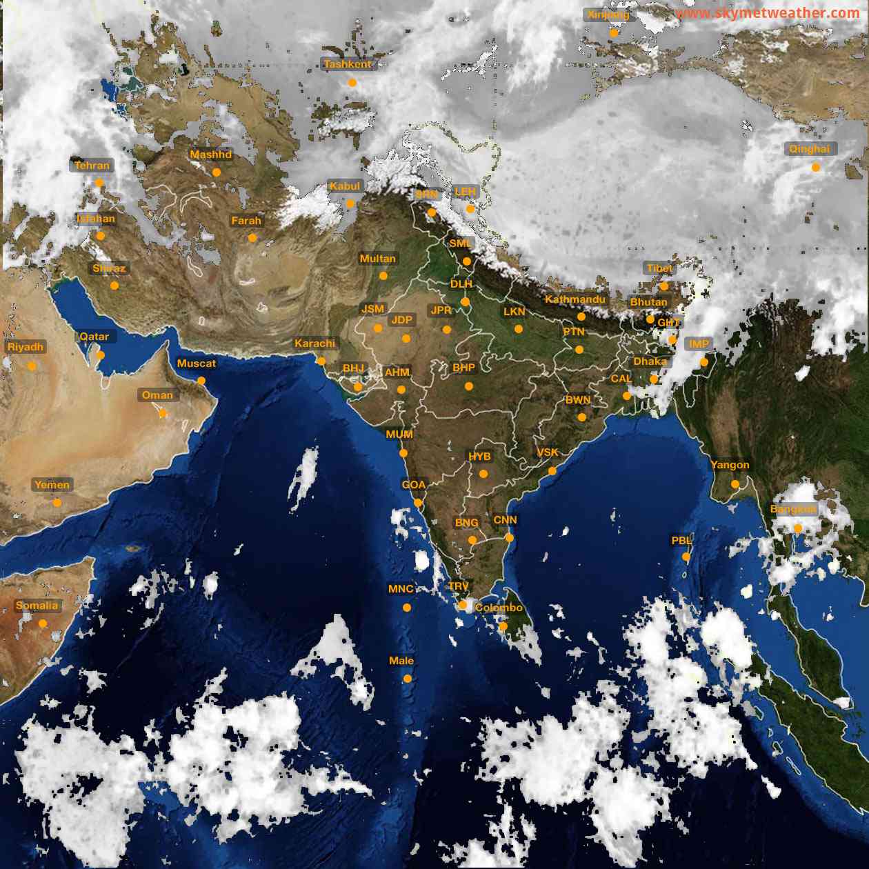 Latest INSAT Weather Satellite Image of India - Infrared Map - 07:00 IST on 2 October 2026