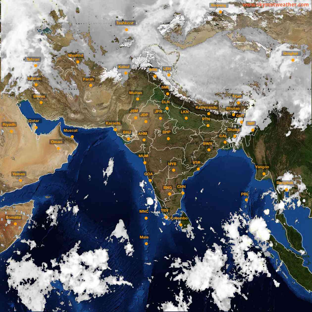 Latest INSAT Weather Satellite Image of India - Infrared Map - 08:00 IST on 2 October 2026