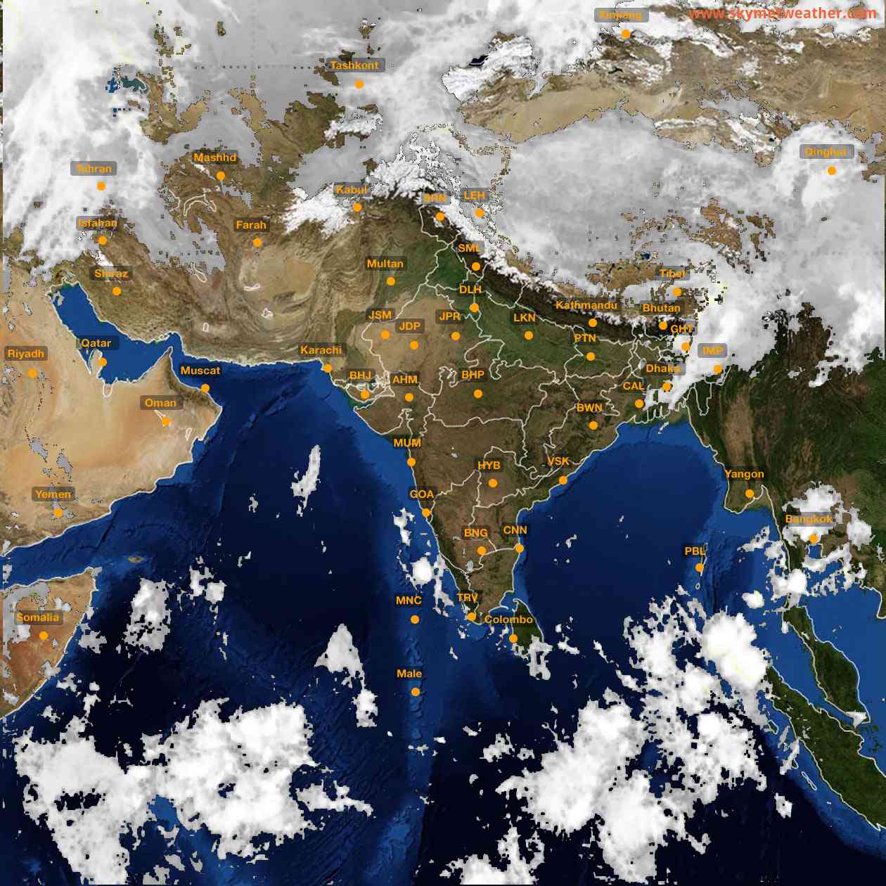Latest INSAT Weather Satellite Image of India - Infrared Map - 09:00 IST on 2 October 2026