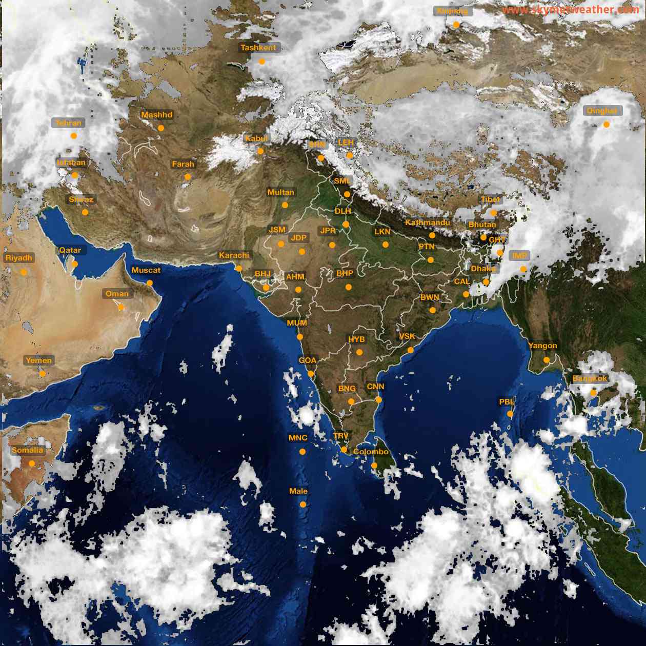 Latest INSAT Weather Satellite Image of India - Infrared Map - 10:00 IST on 2 October 2026