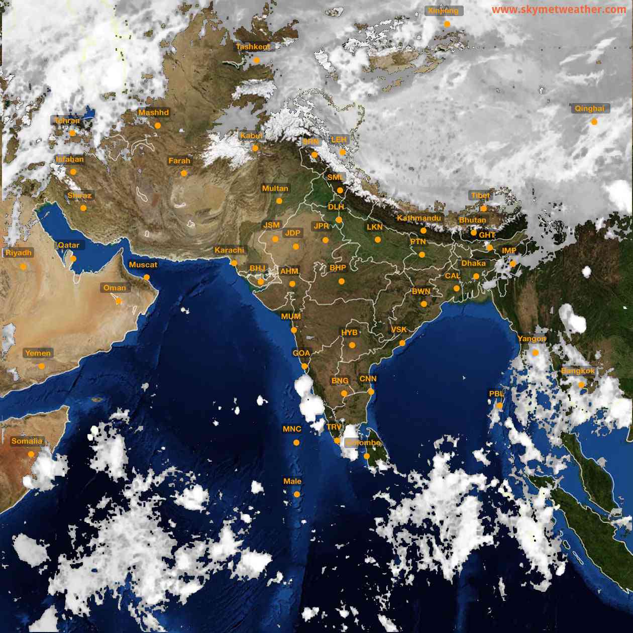 Latest INSAT Weather Satellite Image of India - Infrared Map - 02:00 IST on 3 October 2026